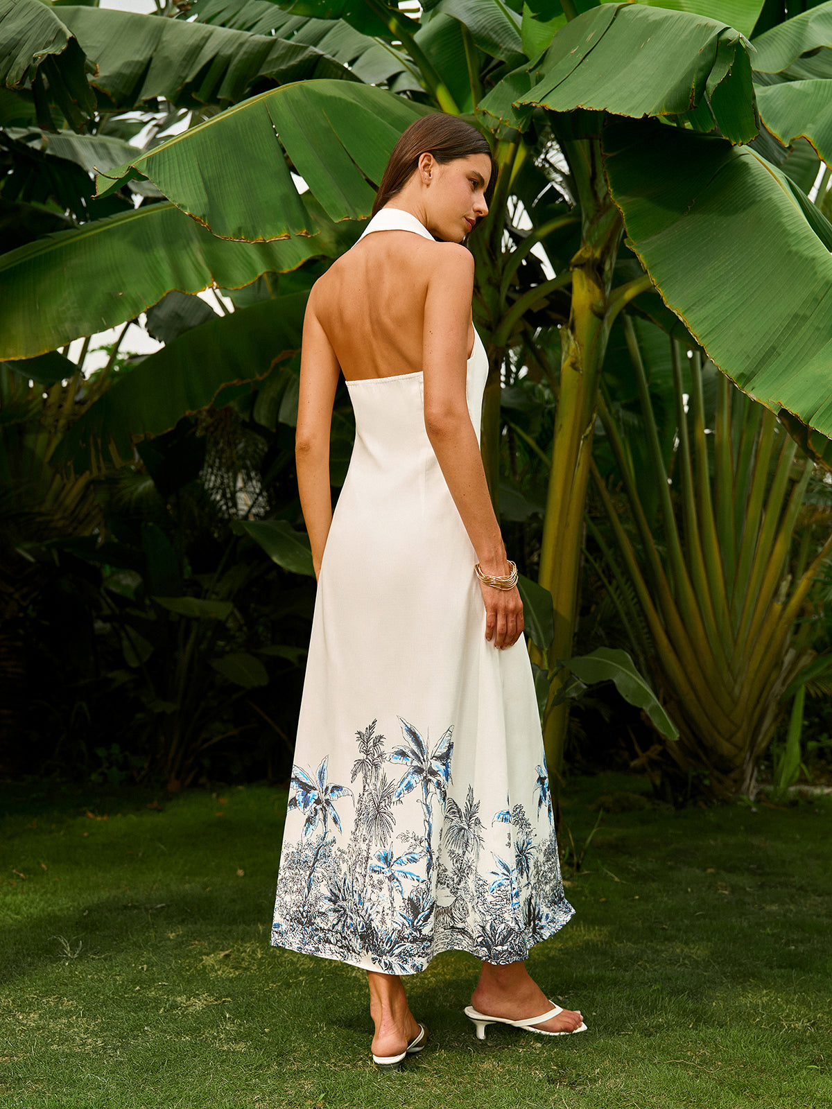 Boho Tie-Front Backless Dress-Massicos