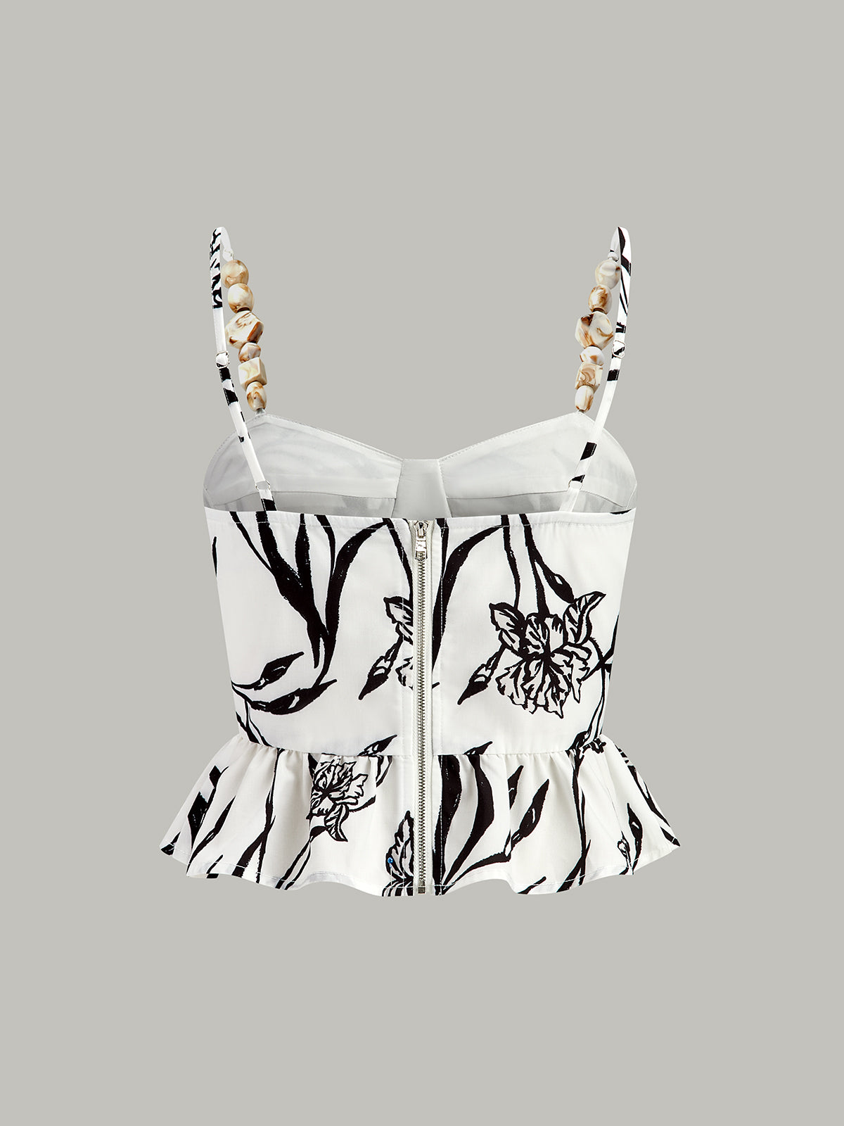 Floral Print Peplum Top With Shorts Set-Massicos