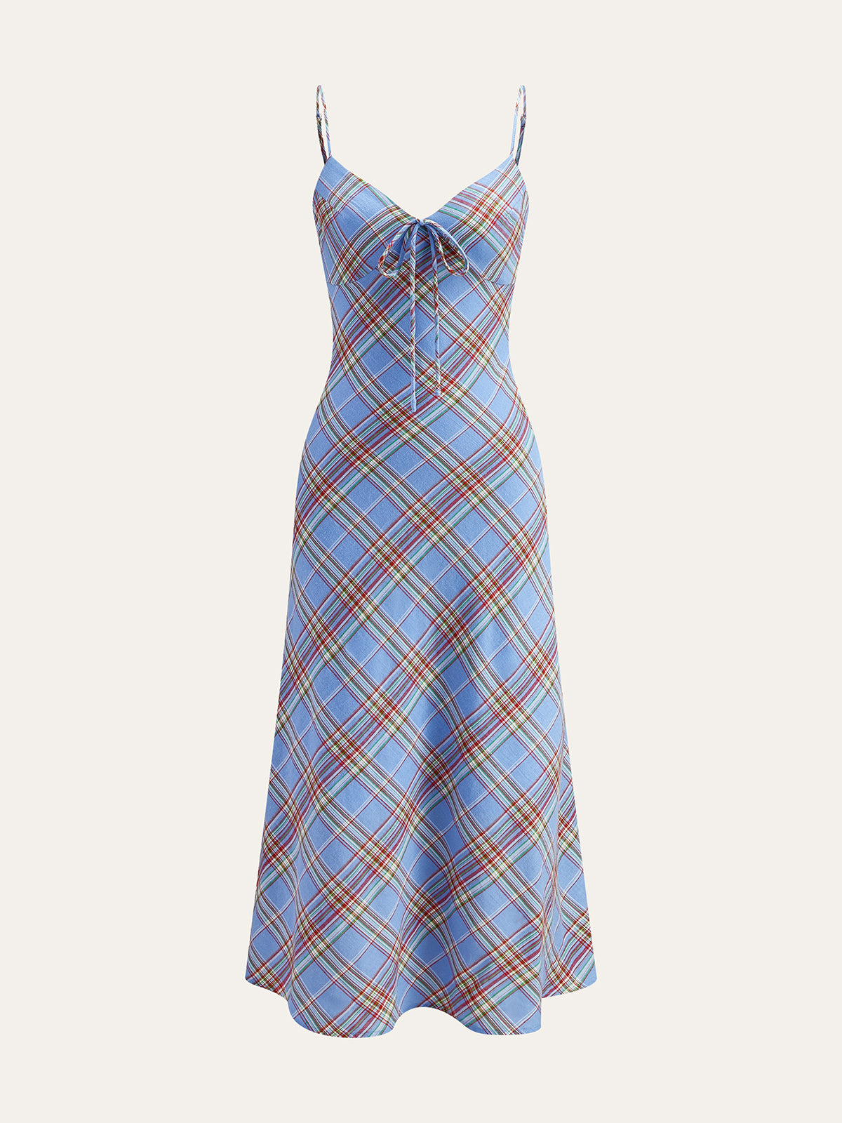 Plaid Bow Front Cami Dress-Massicos