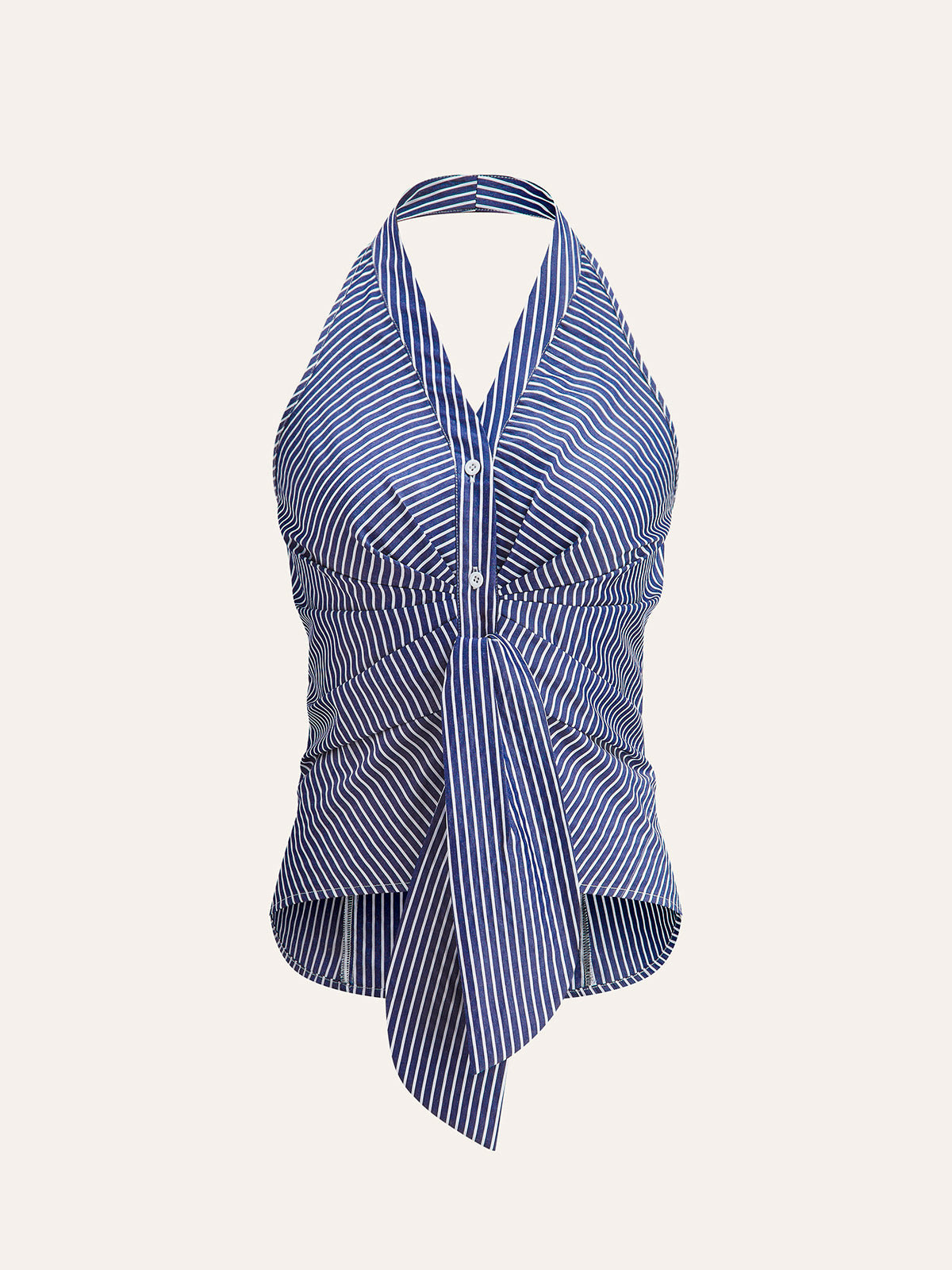 Striped Halter Tie Top-Massicos