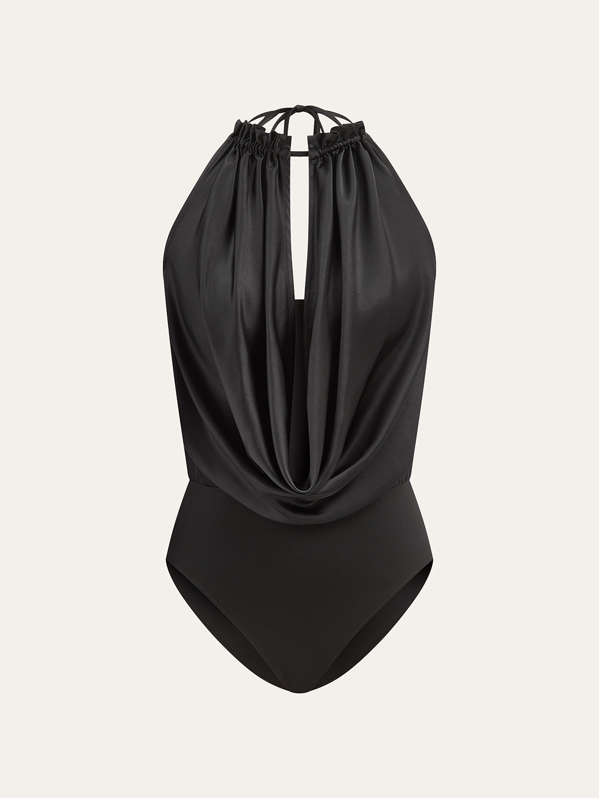 Satin Draped Halter Bodysuit-Massicos
