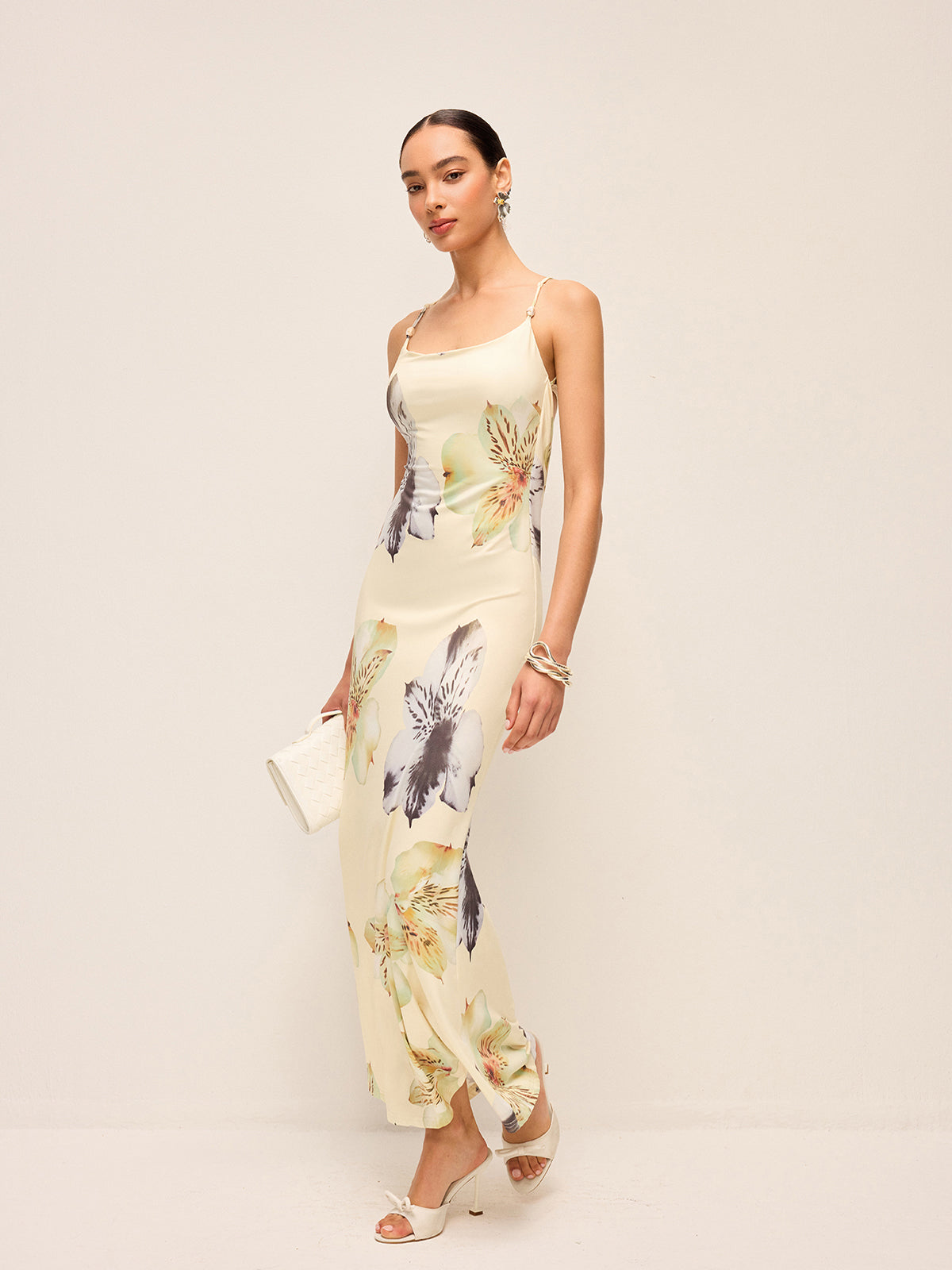 Backless Lace-Up Floral Dress-Massicos