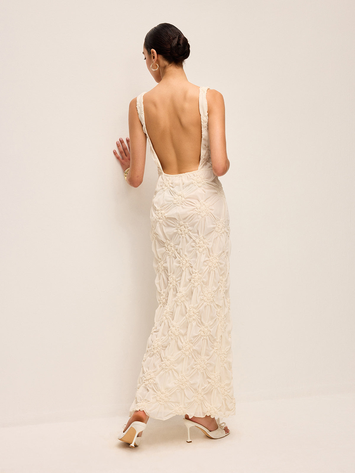 Elegant Embroidered Slit Maxi Dress-Massicos