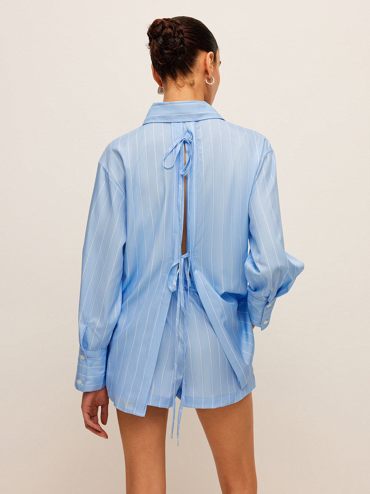 Striped Tie-Back Shirt-Massicos