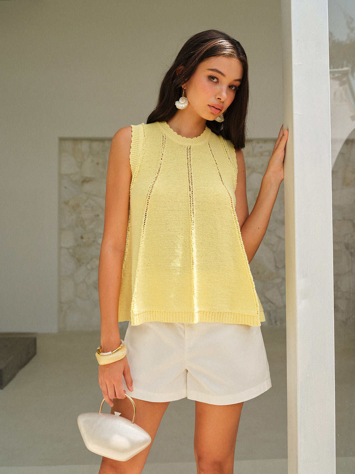 Eyelet Knit Vest-Massicos