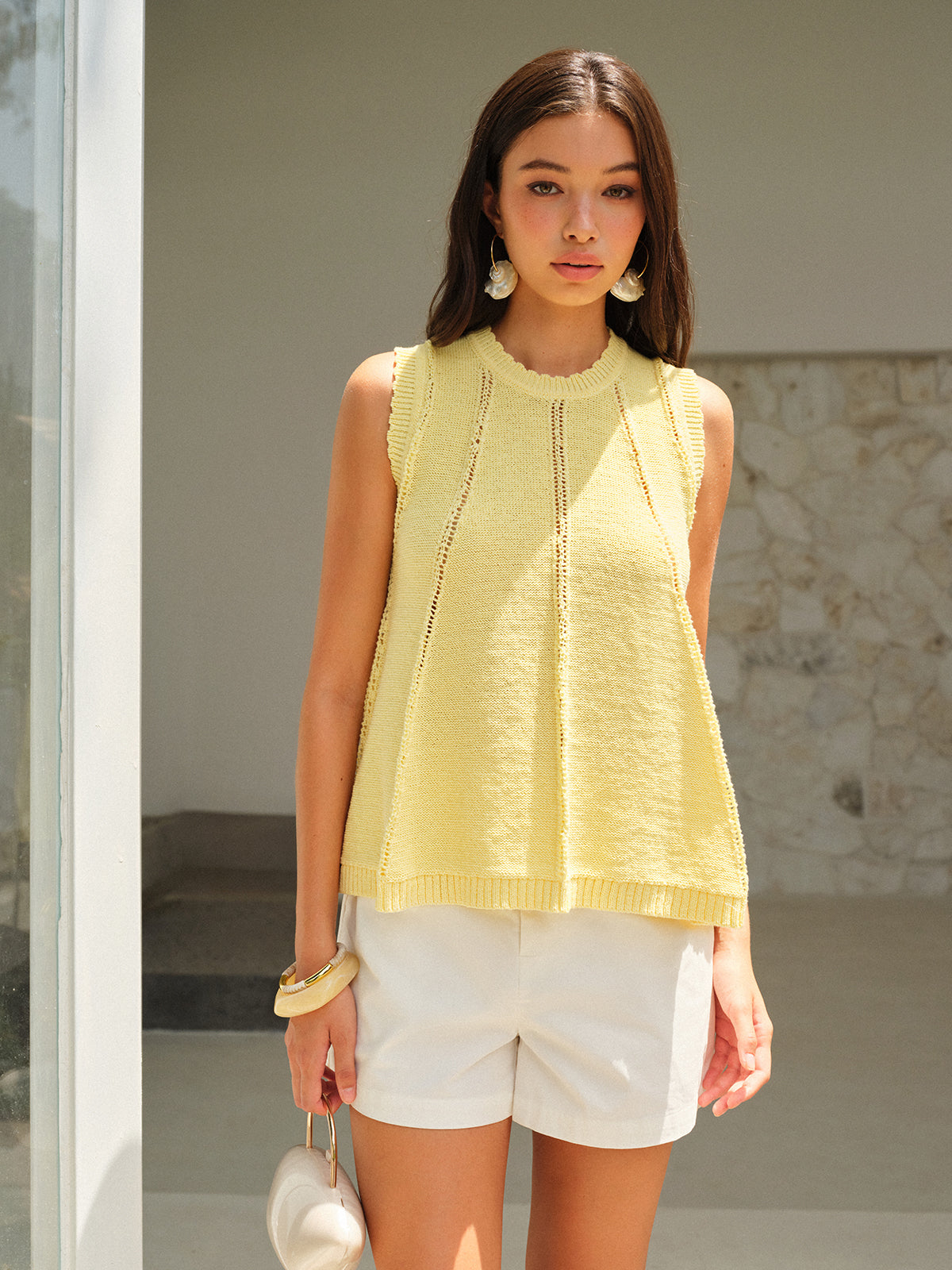 Eyelet Knit Vest-Massicos