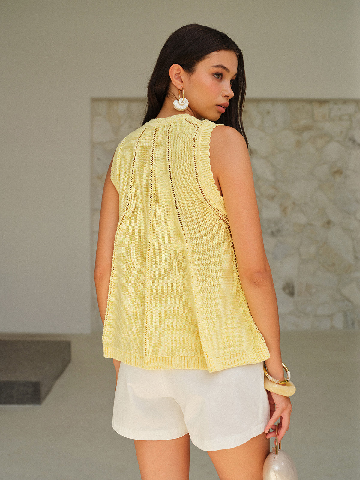 Eyelet Knit Vest-Massicos