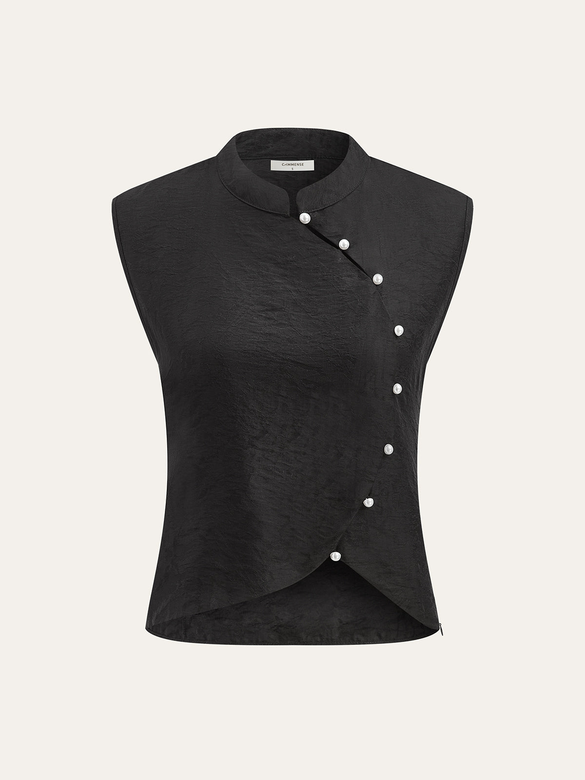 Asymmetrical Pearl Button Vest-Massicos
