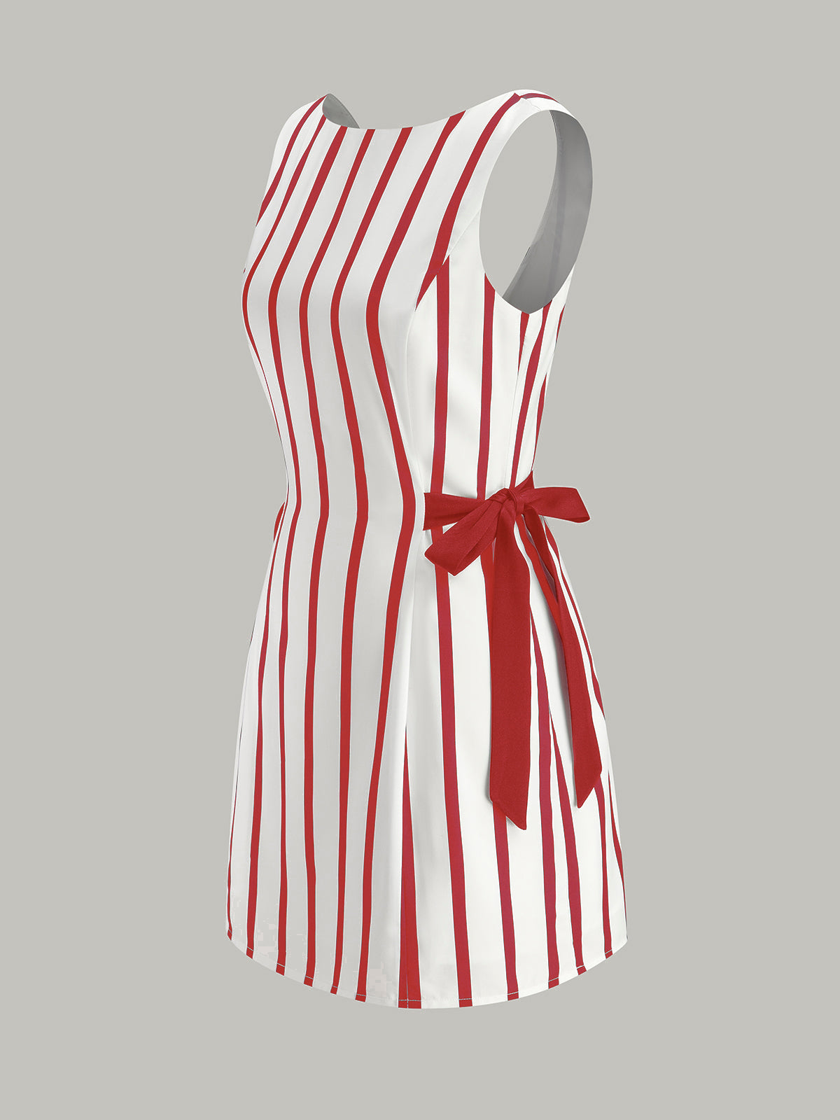 Striped Backless Dual-Sided Bow Zipper Dress-Massicos