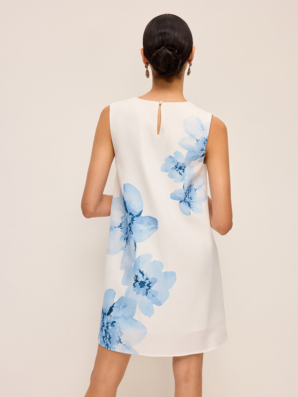 Floral Tye-Dye-Print Zipper Dress-Massicos
