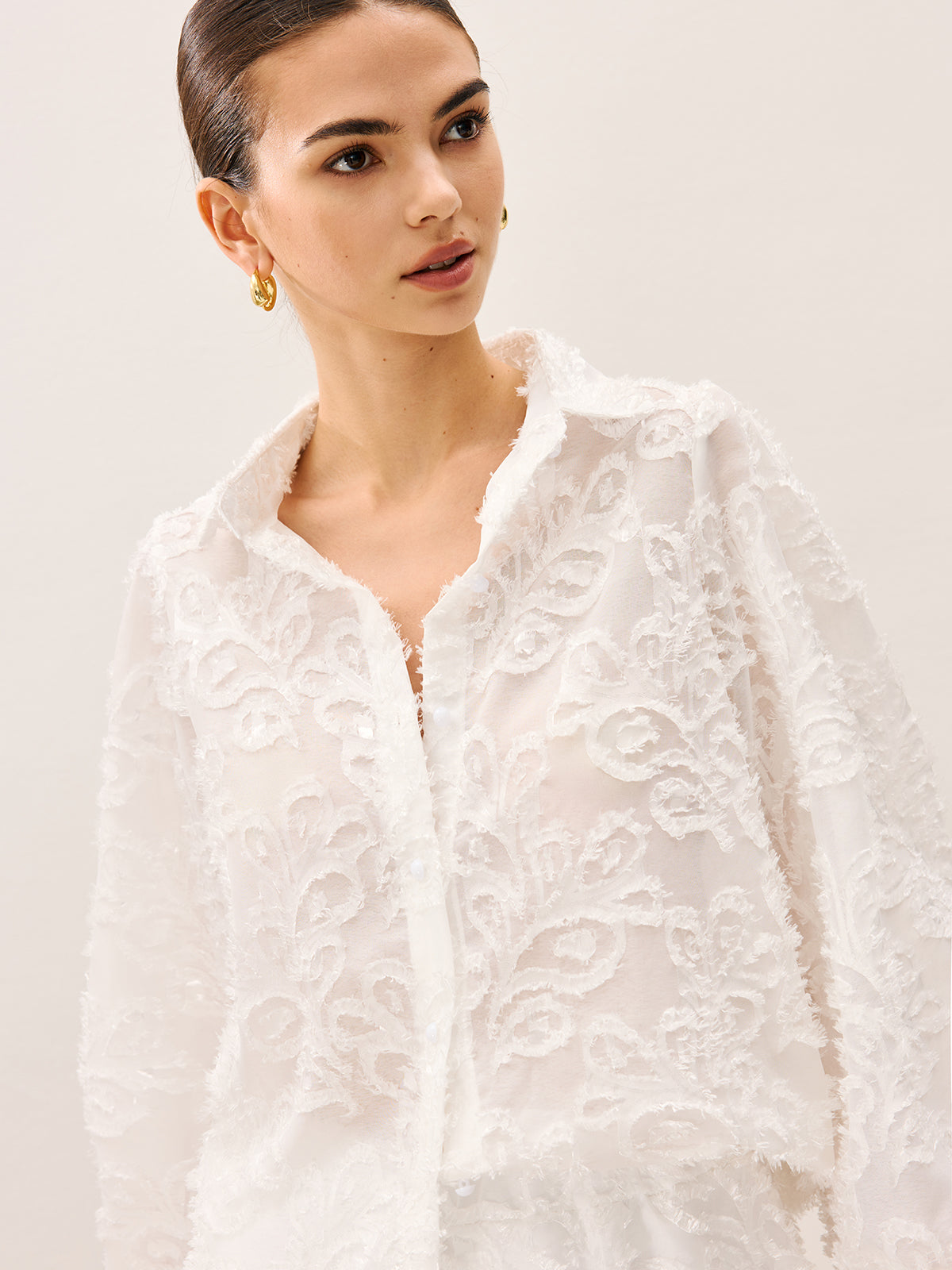 Sheer Embroidered Short Set-Massicos