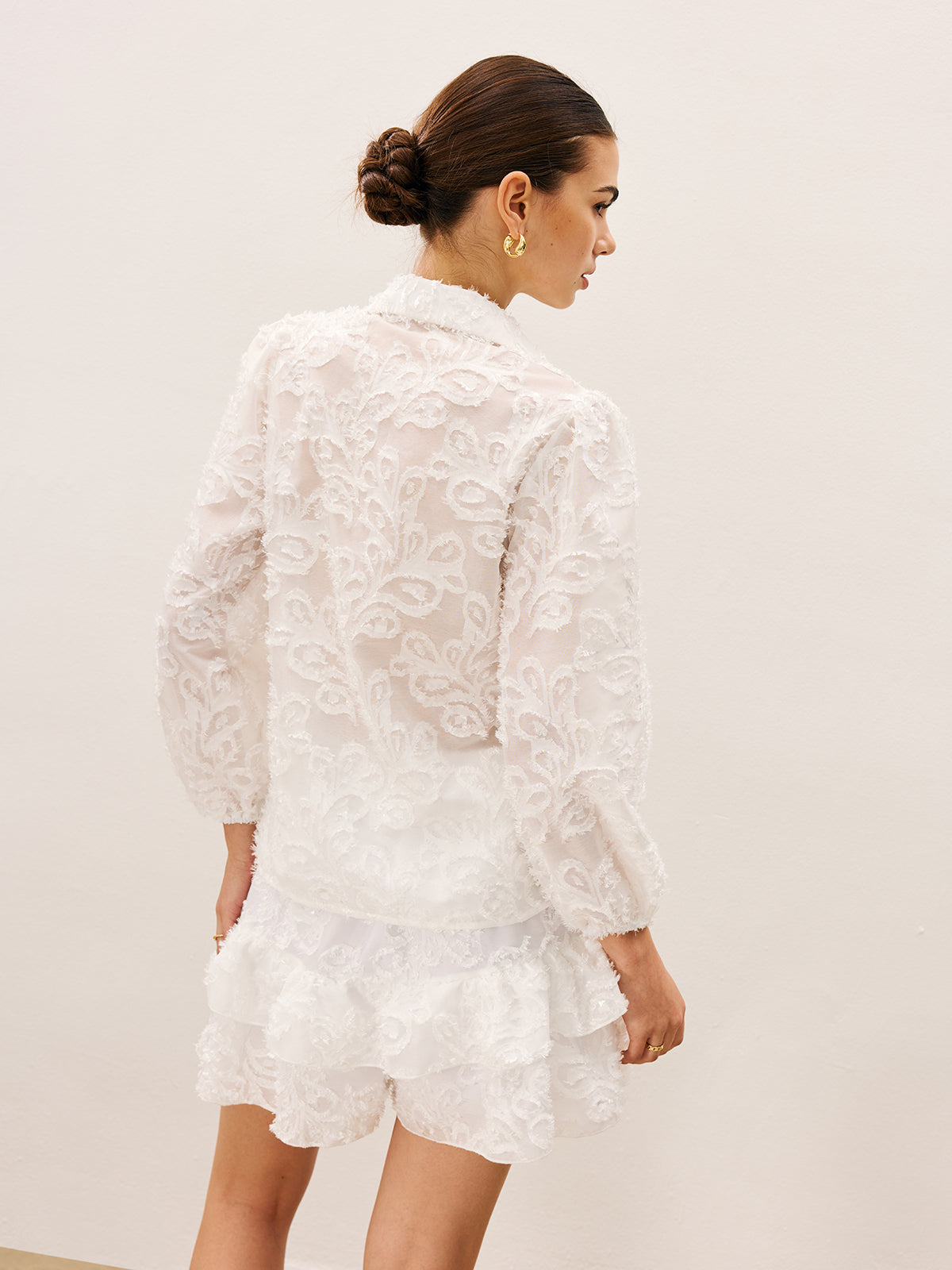 Sheer Embroidered Short Set-Massicos