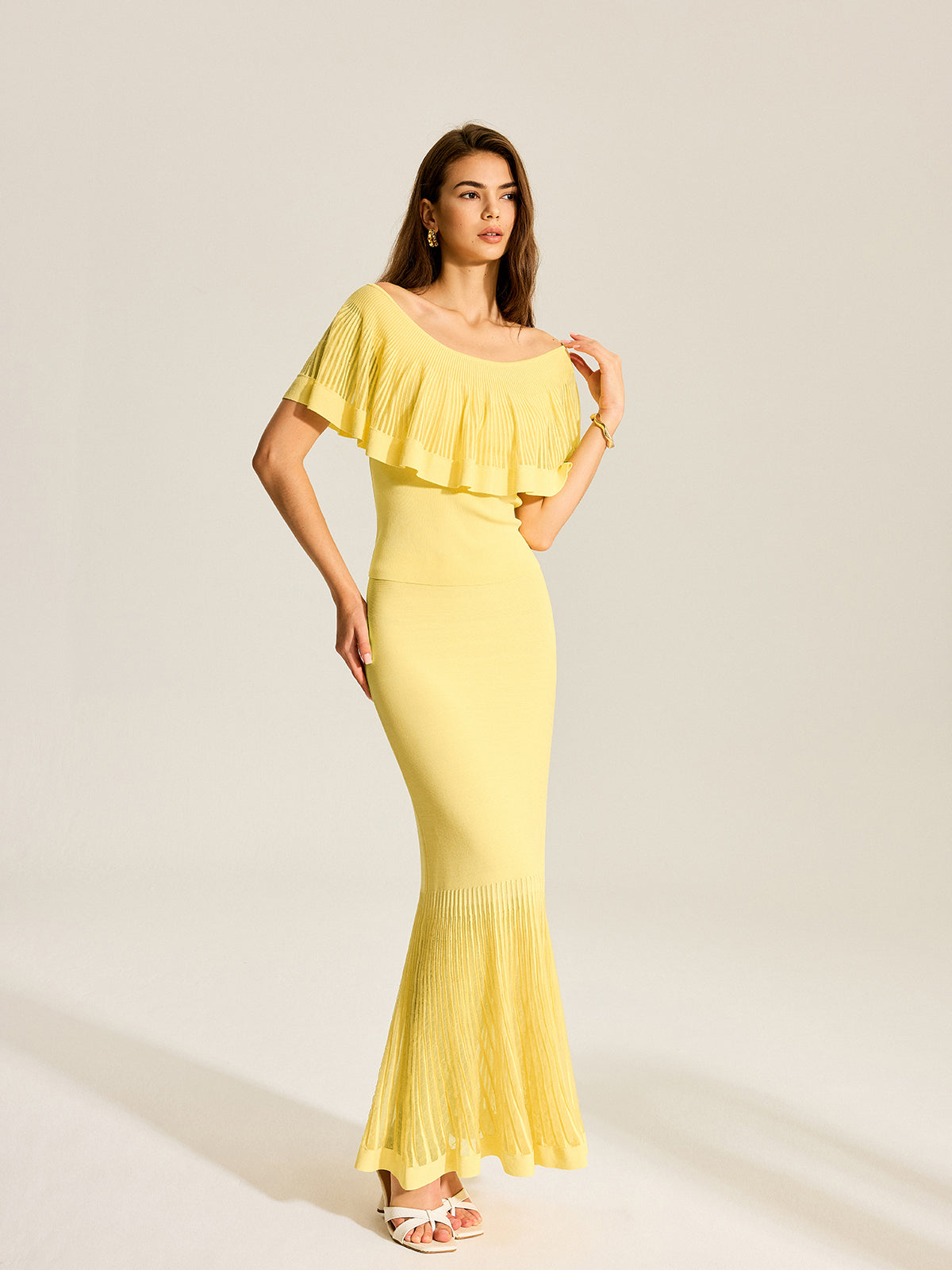Tulle-Paneled Knitted Skirt-Massicos