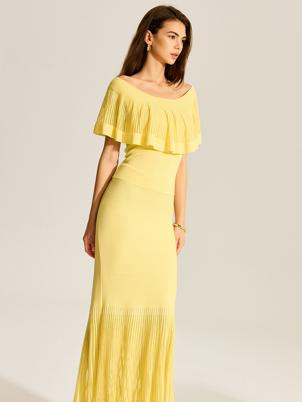 Tulle-Paneled Knitted Skirt-Massicos