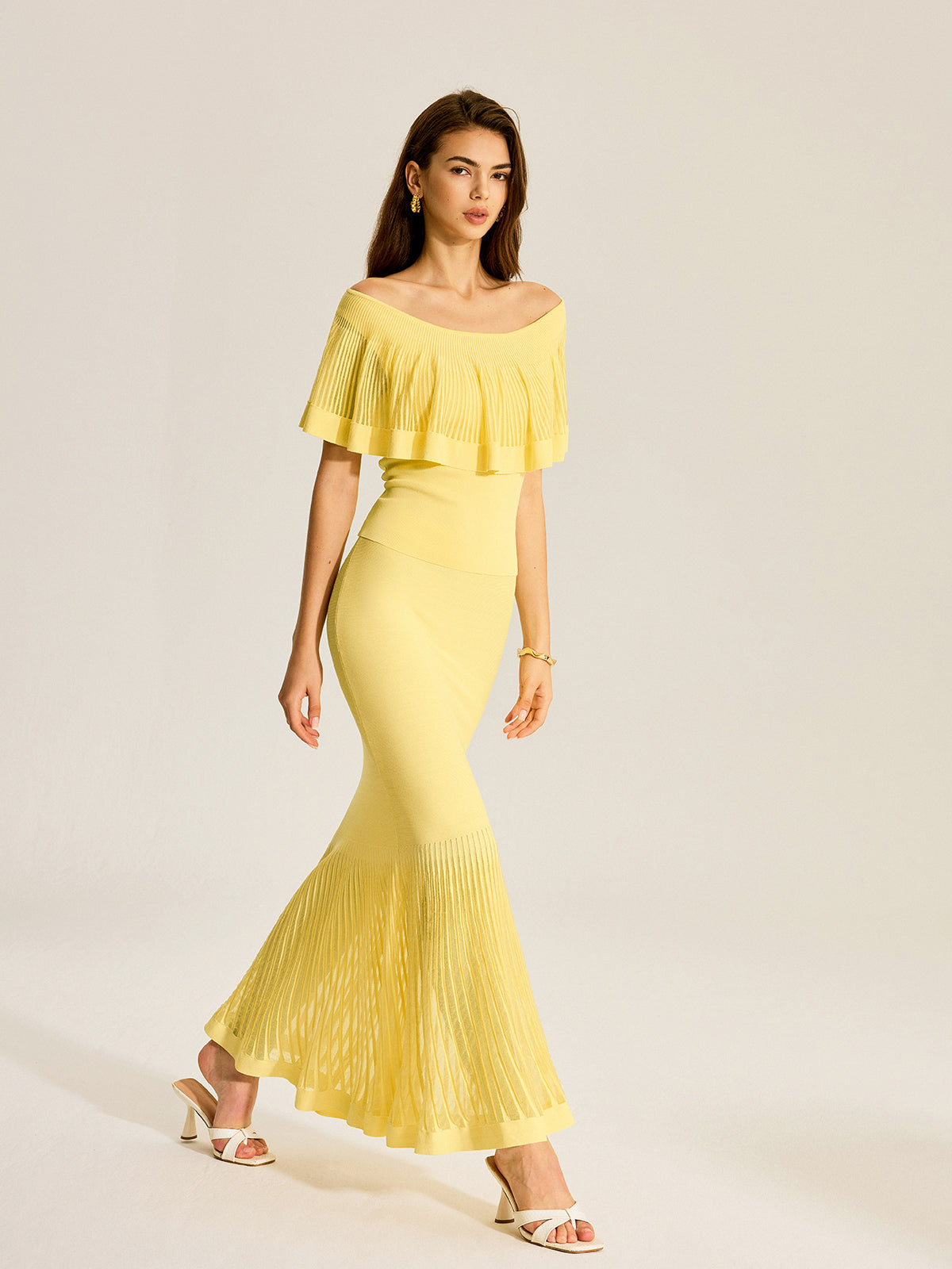 Tulle-Paneled Knitted Skirt-Massicos