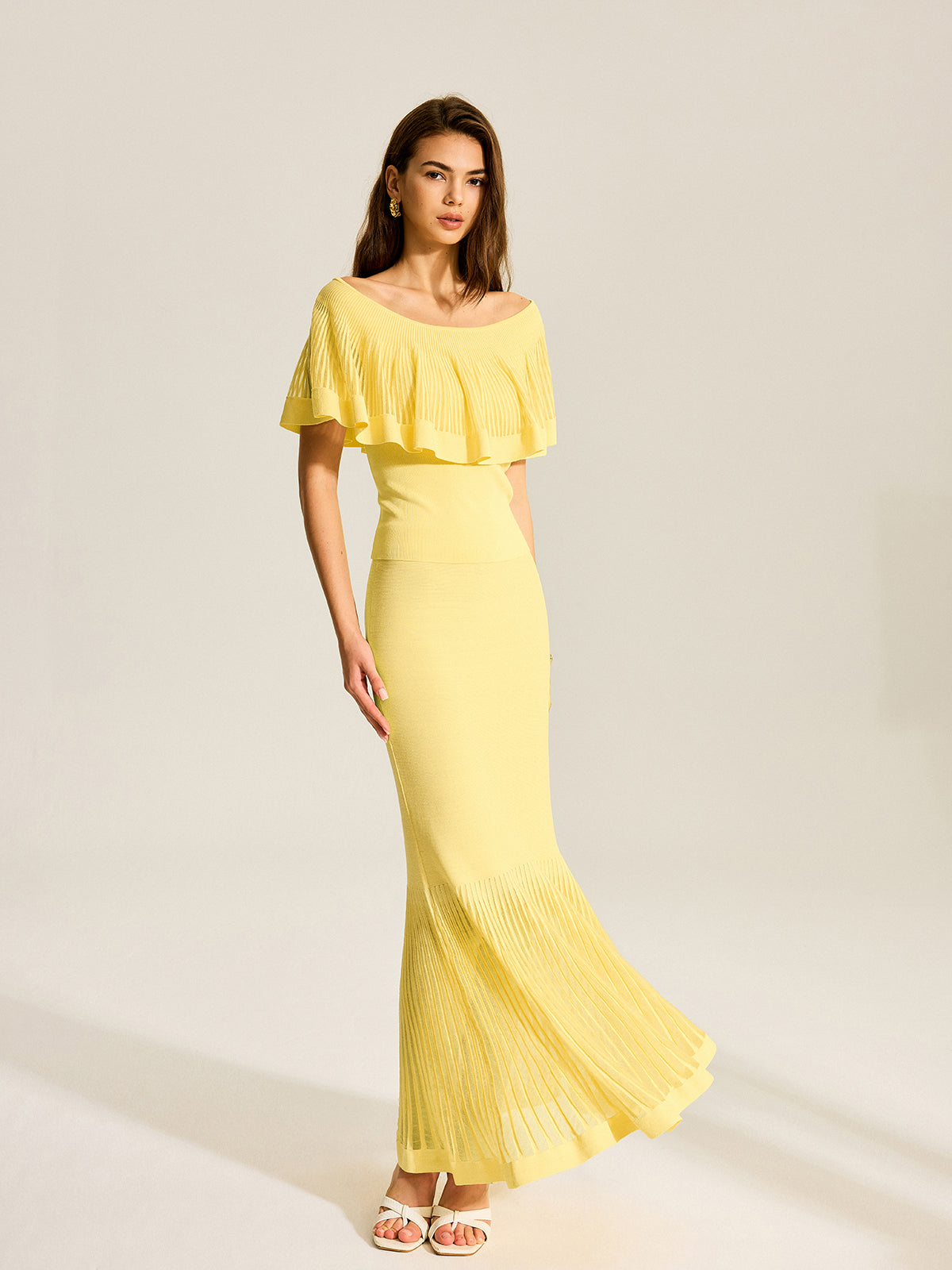 Tulle-Paneled Knitted Skirt-Massicos