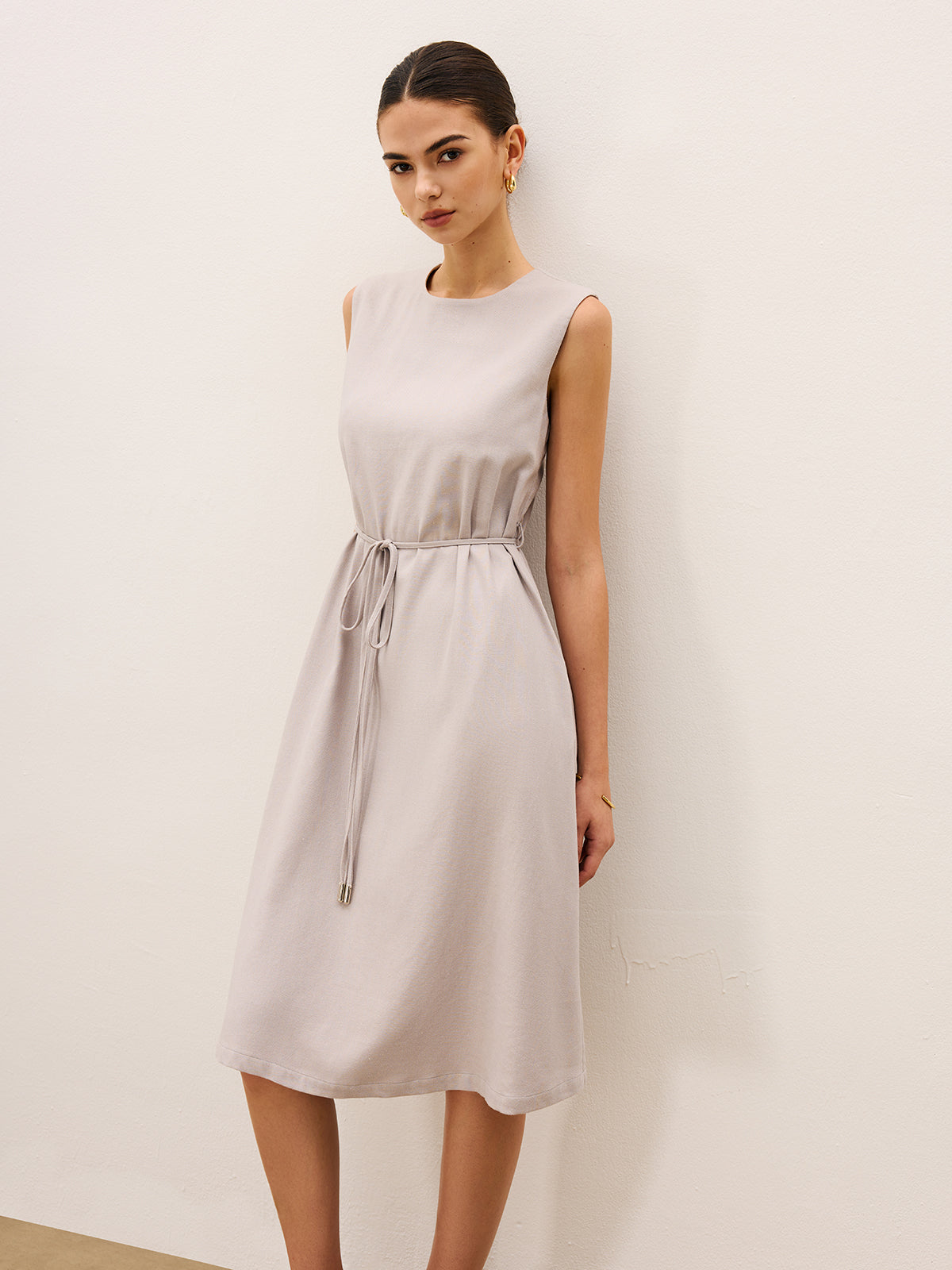 Sleeveless Tie Detail Midi Dress-Massicos