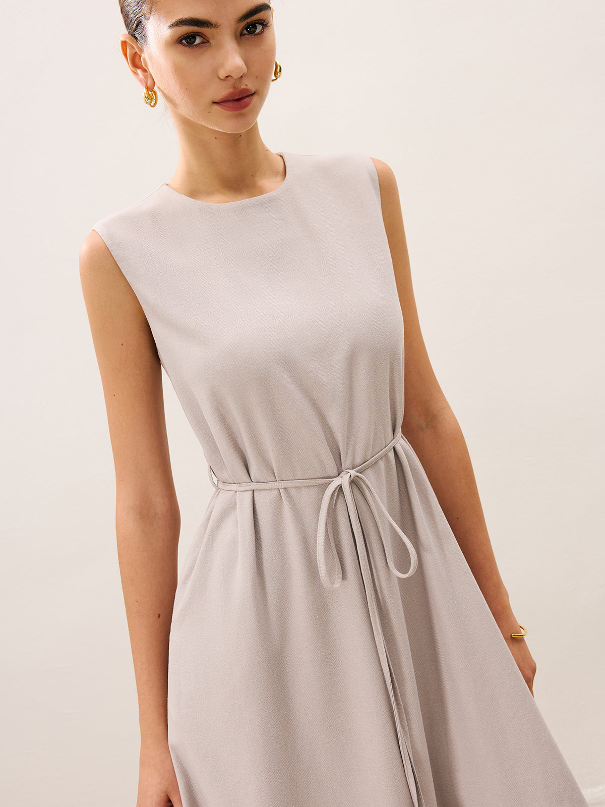 Sleeveless Tie Detail Midi Dress-Massicos