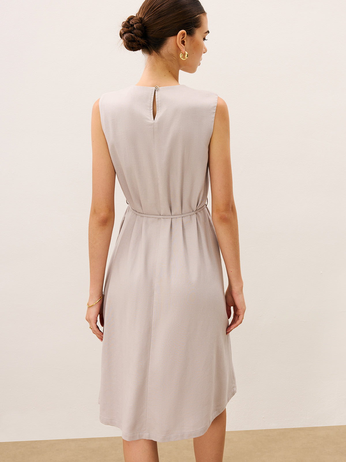 Sleeveless Tie Detail Midi Dress-Massicos