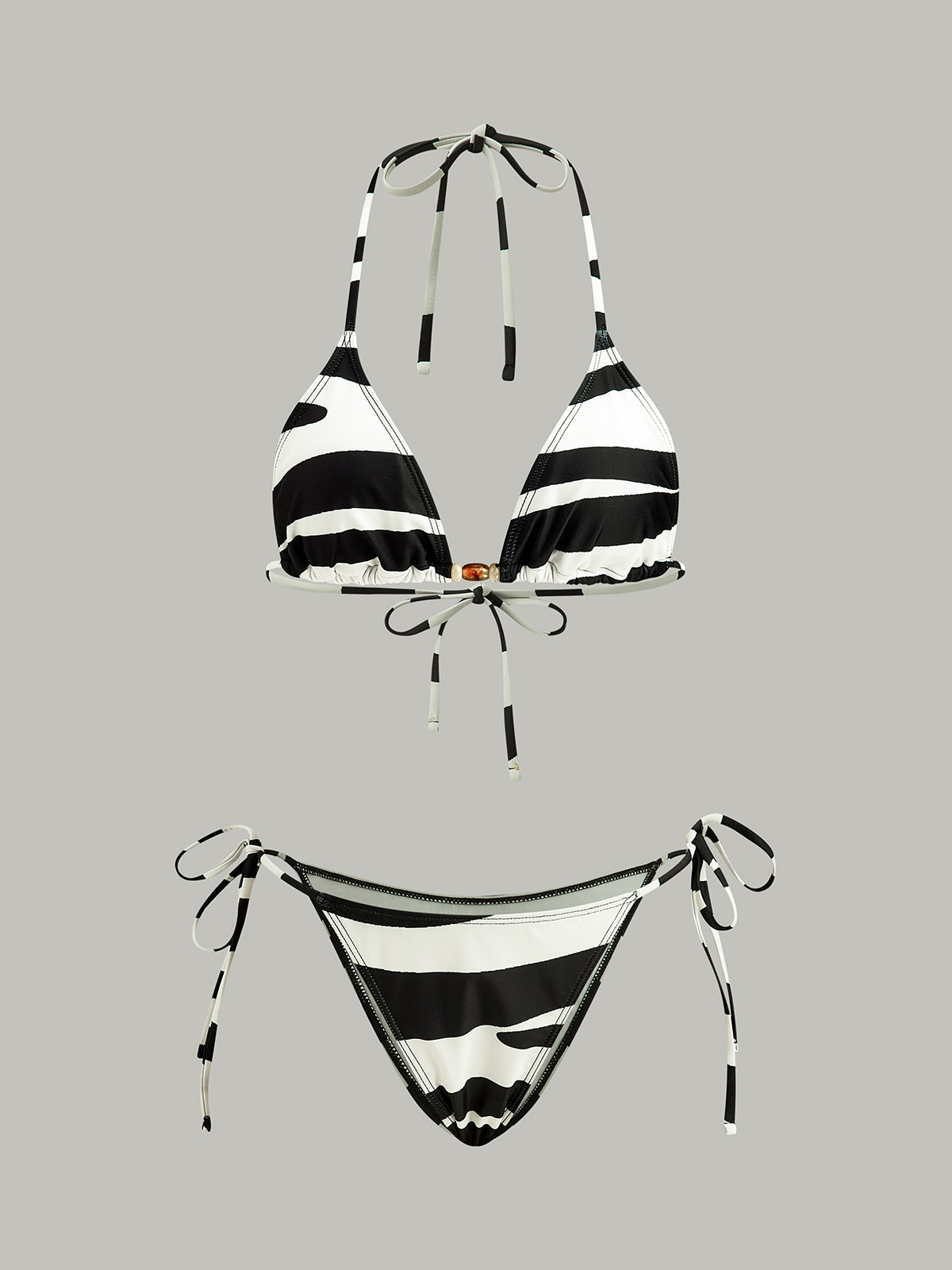 Striped Triangle Bikini Set-Massicos