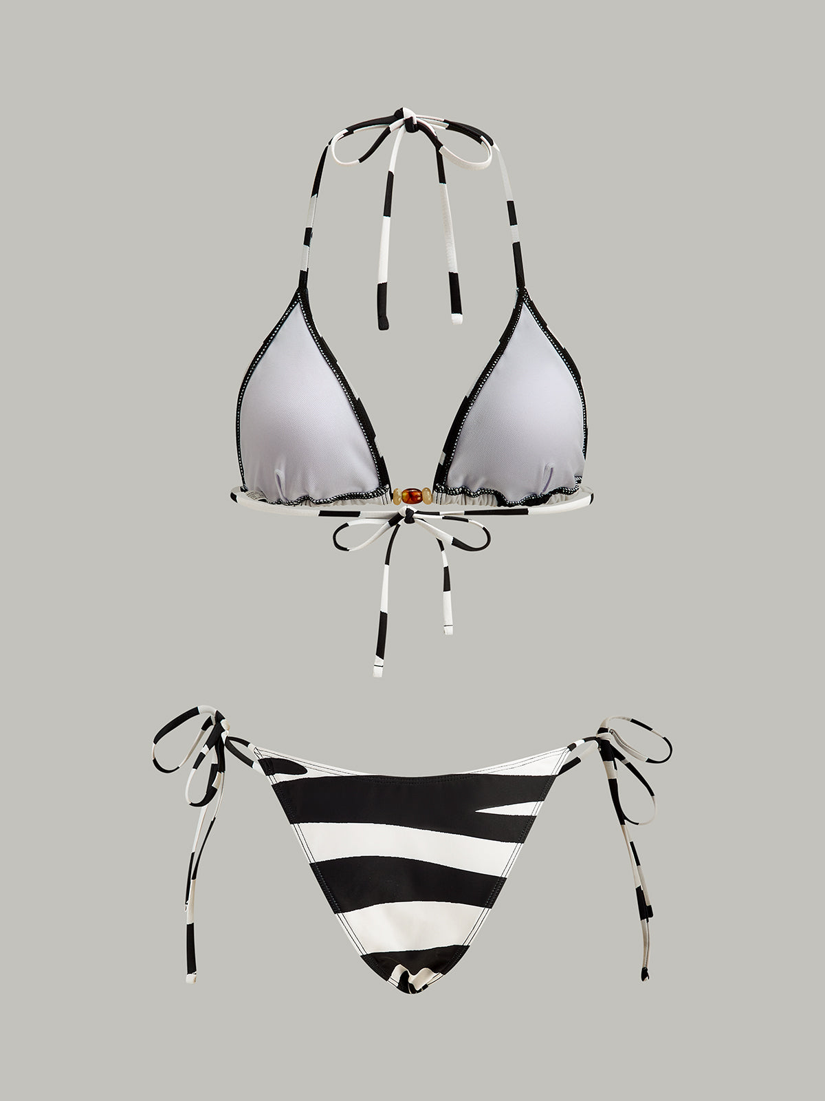 Striped Triangle Bikini Set-Massicos