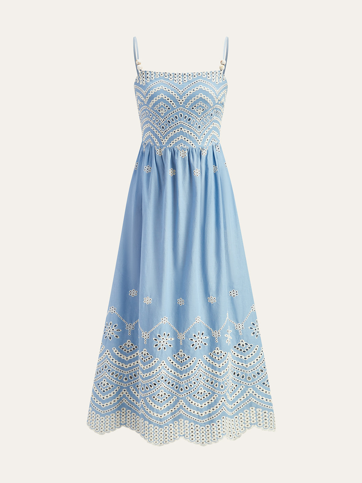Semi-Sheer Embroidered Eyelet Cami Dress-Massicos