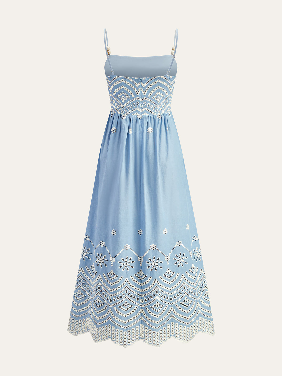 Semi-Sheer Embroidered Eyelet Cami Dress-Massicos