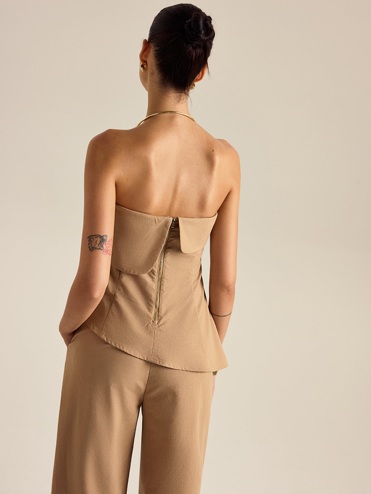 Asymmetrical Strapless Pants Set-Massicos