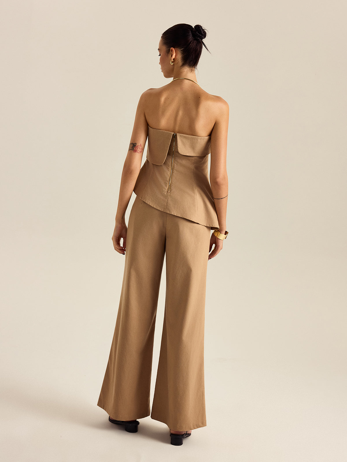 Asymmetrical Strapless Pants Set-Massicos