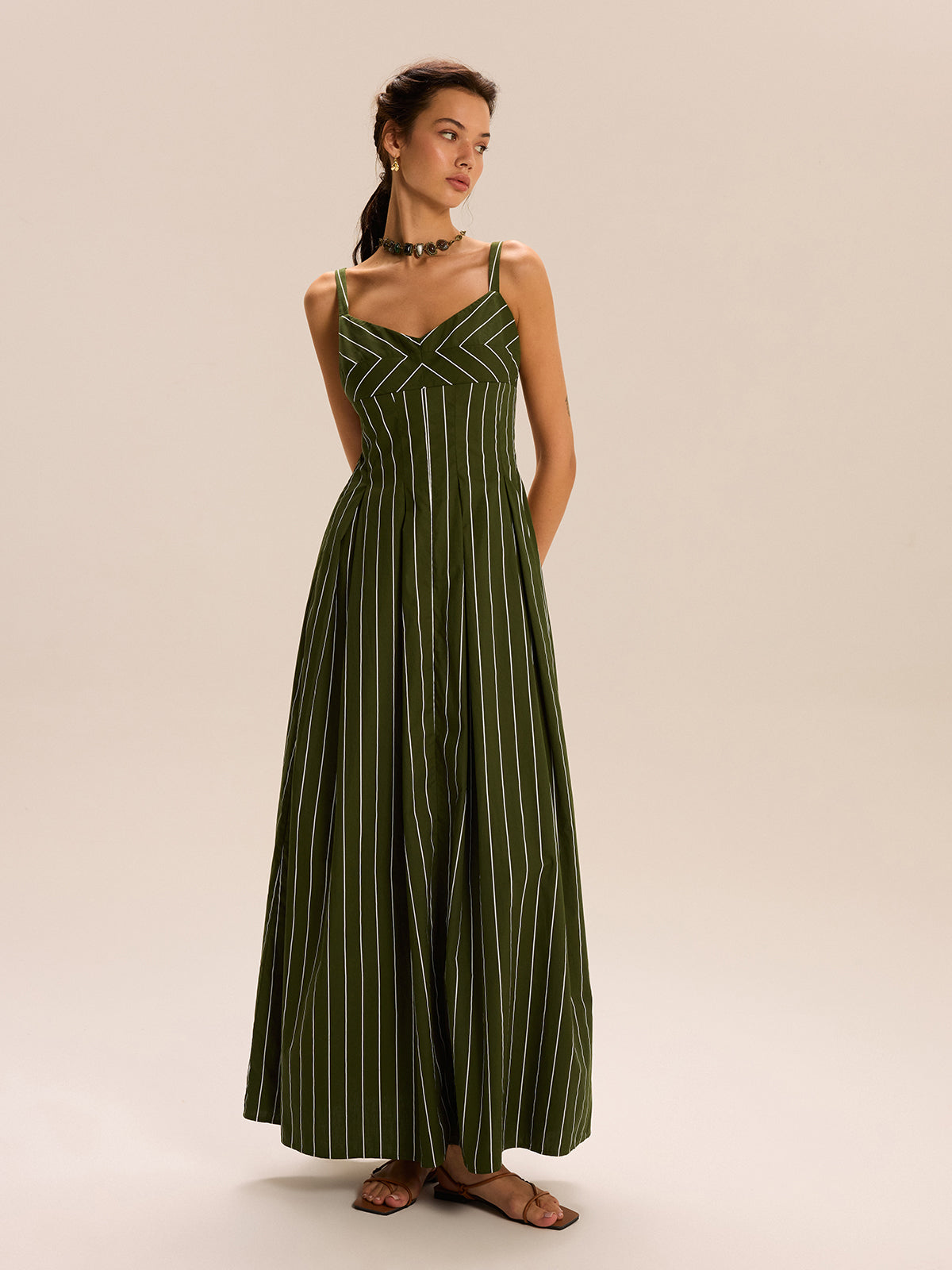 Striped Maxi Dress-Massicos