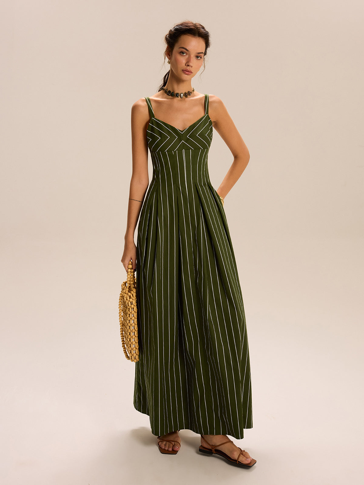 Striped Maxi Dress-Massicos