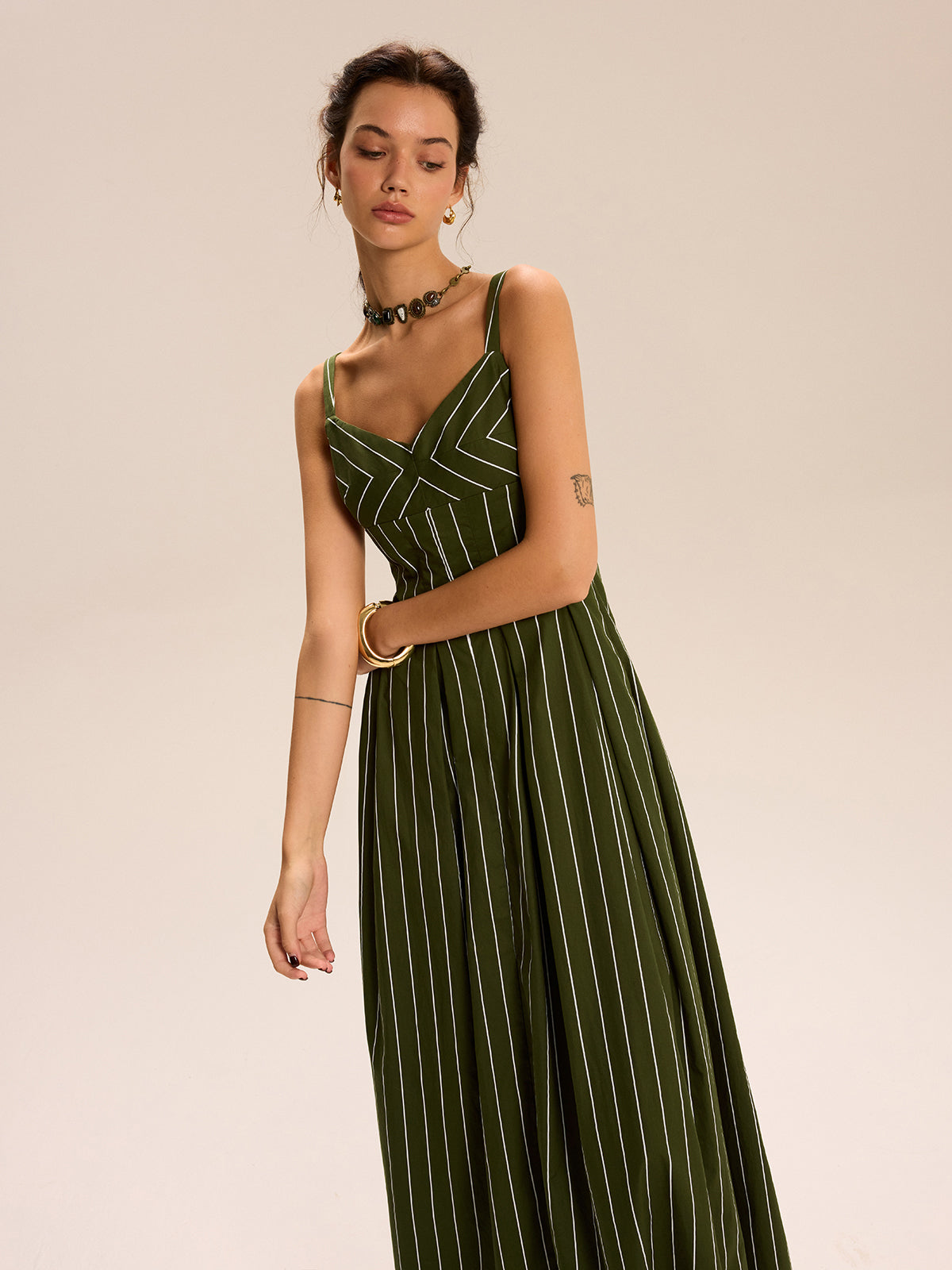 Striped Maxi Dress-Massicos