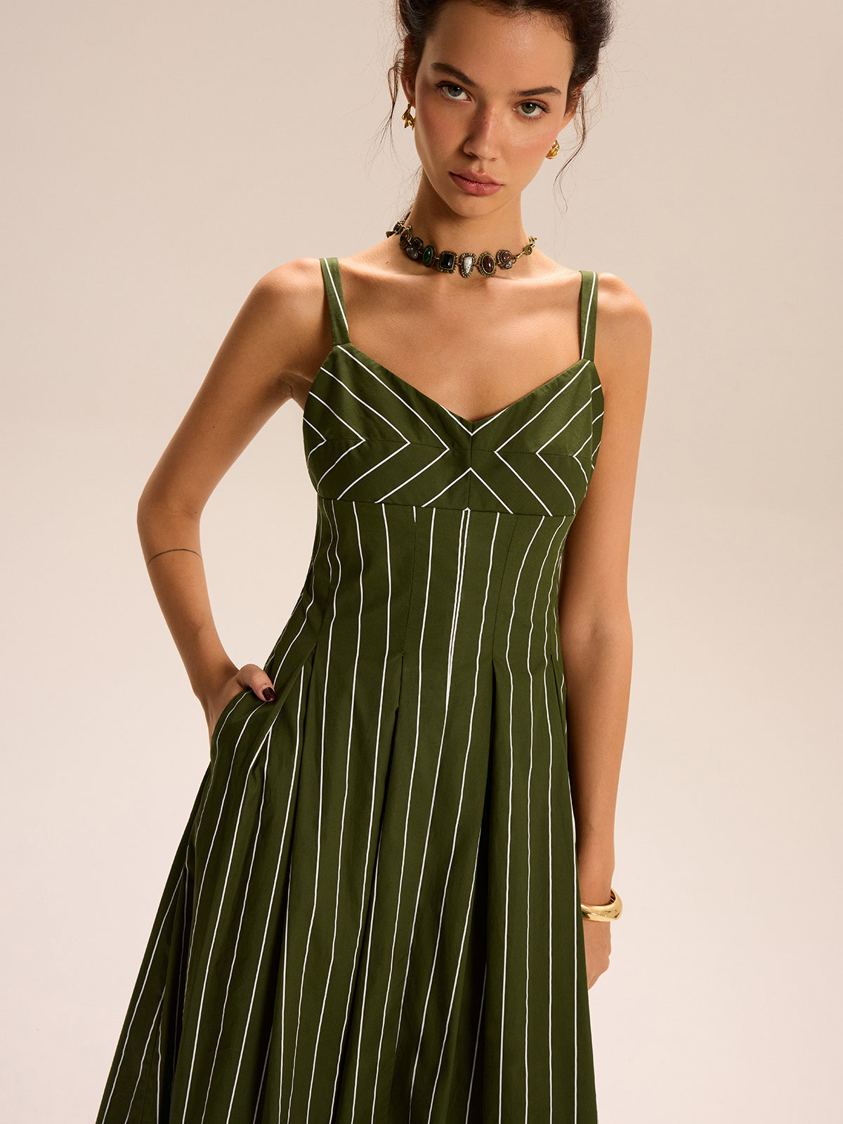 Striped Maxi Dress-Massicos