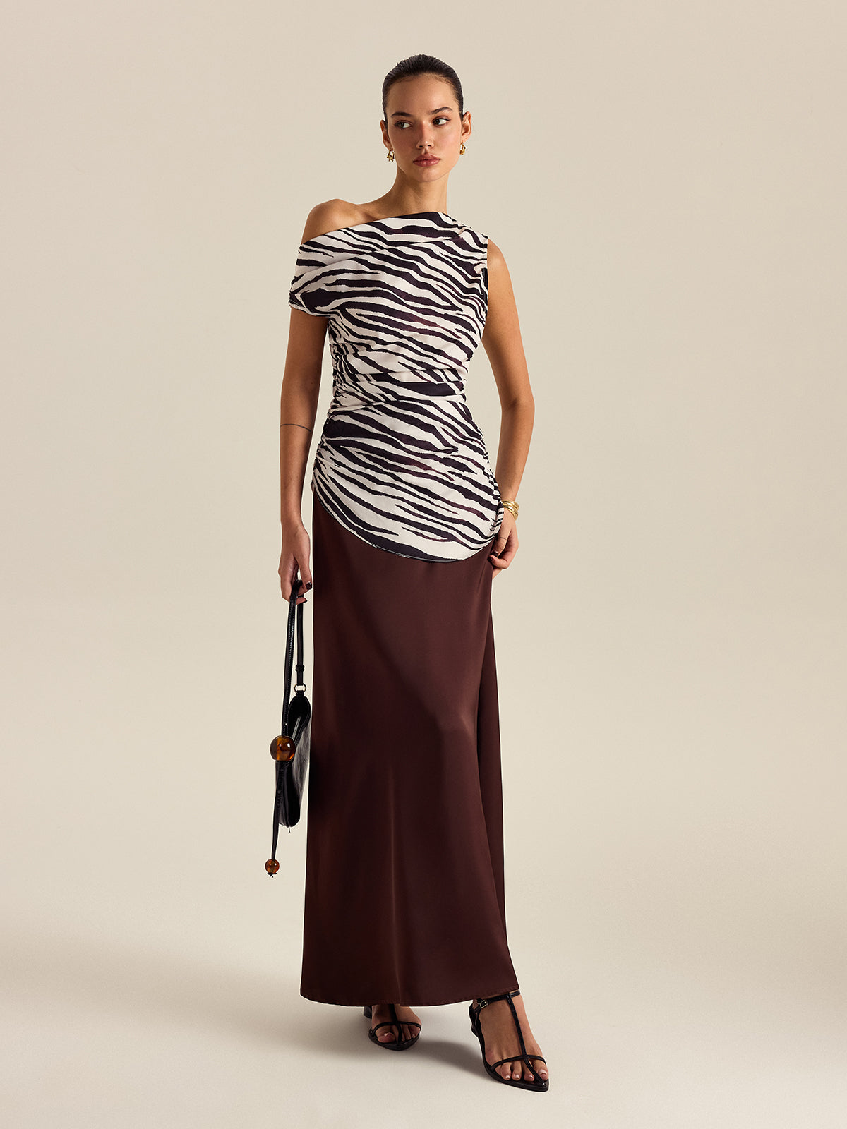 Zebra Print Off-Shoulder Top-Massicos