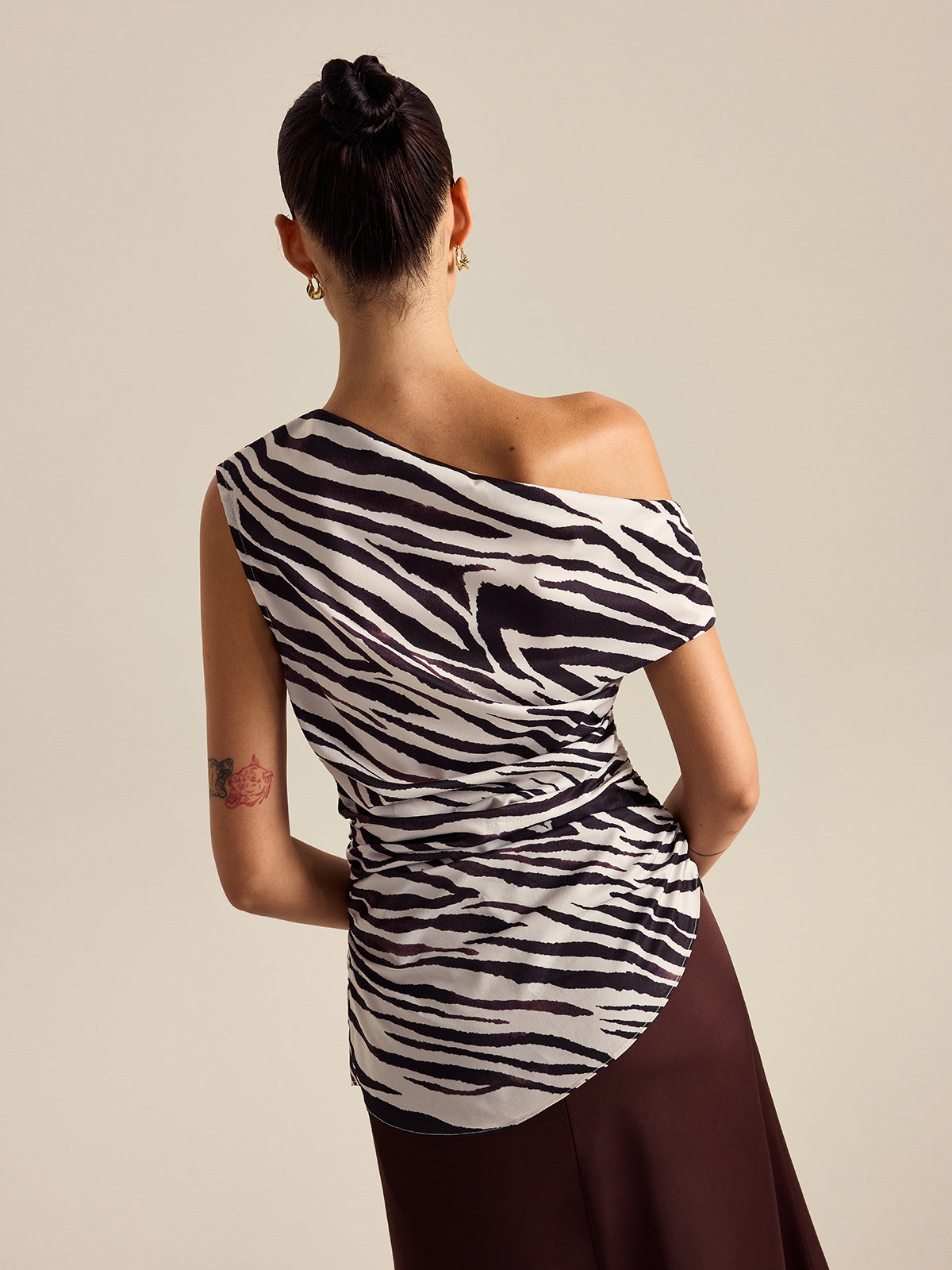 Zebra Print Off-Shoulder Top-Massicos