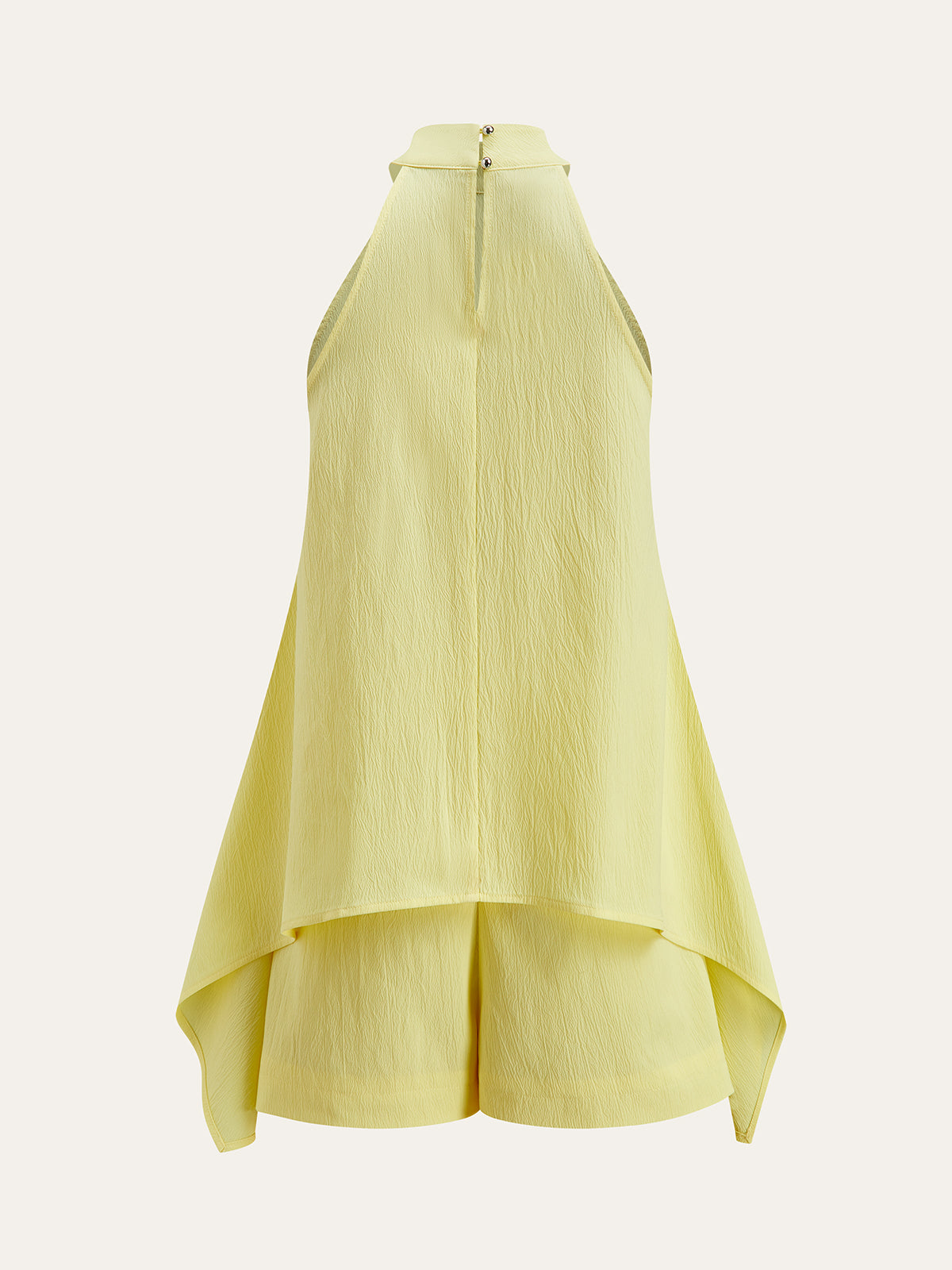 Halter Neck Asymmetric Hem Shorts Set-Massicos