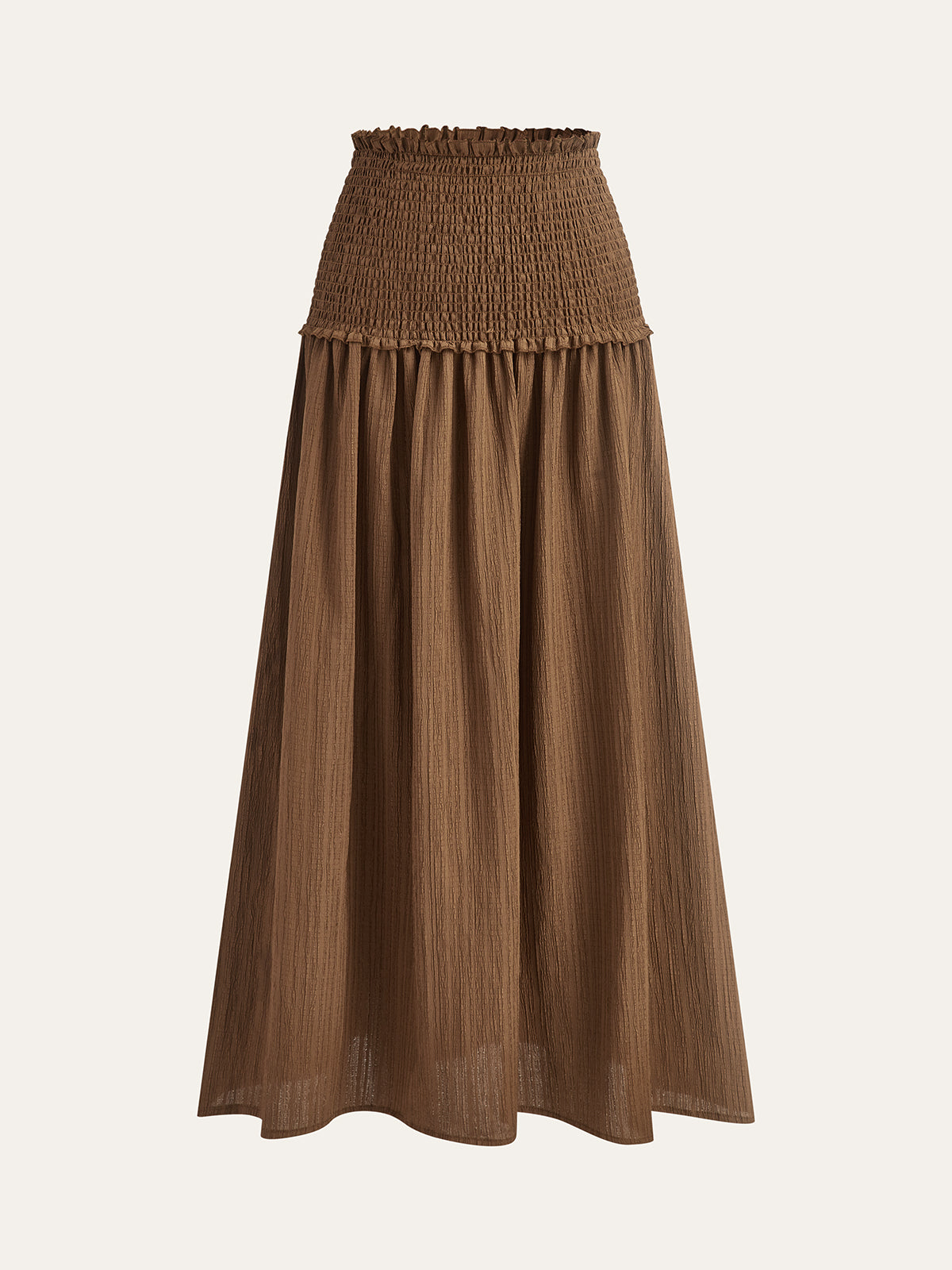 Puff-Sleeve Crop Top and Smocked-Waist Midi Skirt Set-Massicos