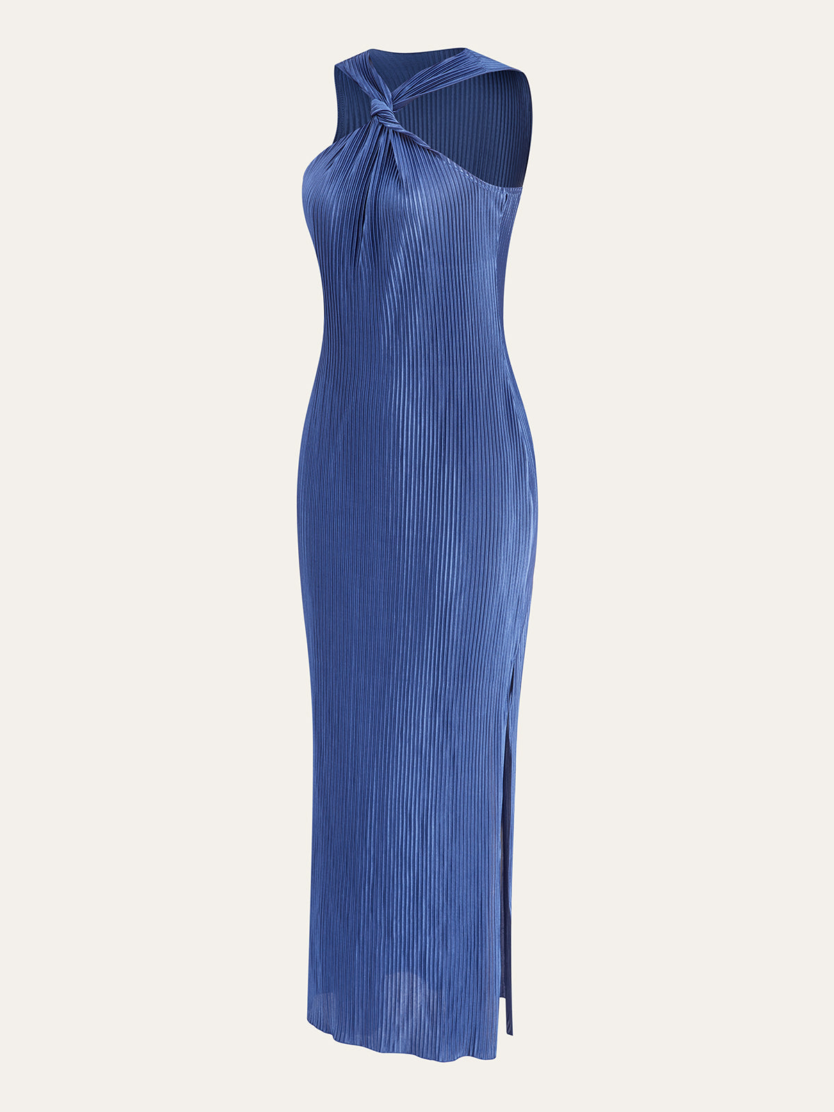 Pleated Twist-Front Midi Dress-Massicos