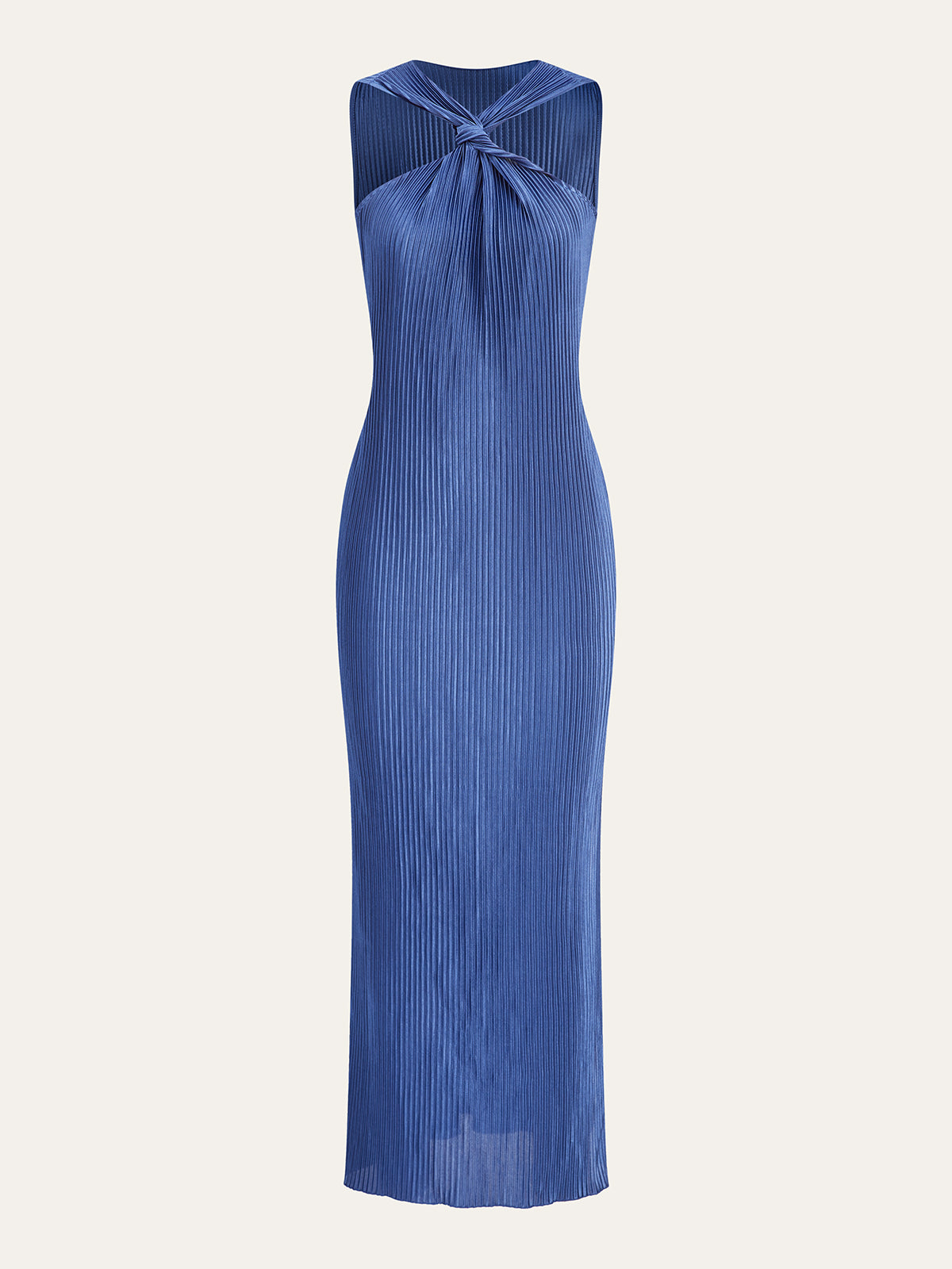 Pleated Twist-Front Midi Dress-Massicos