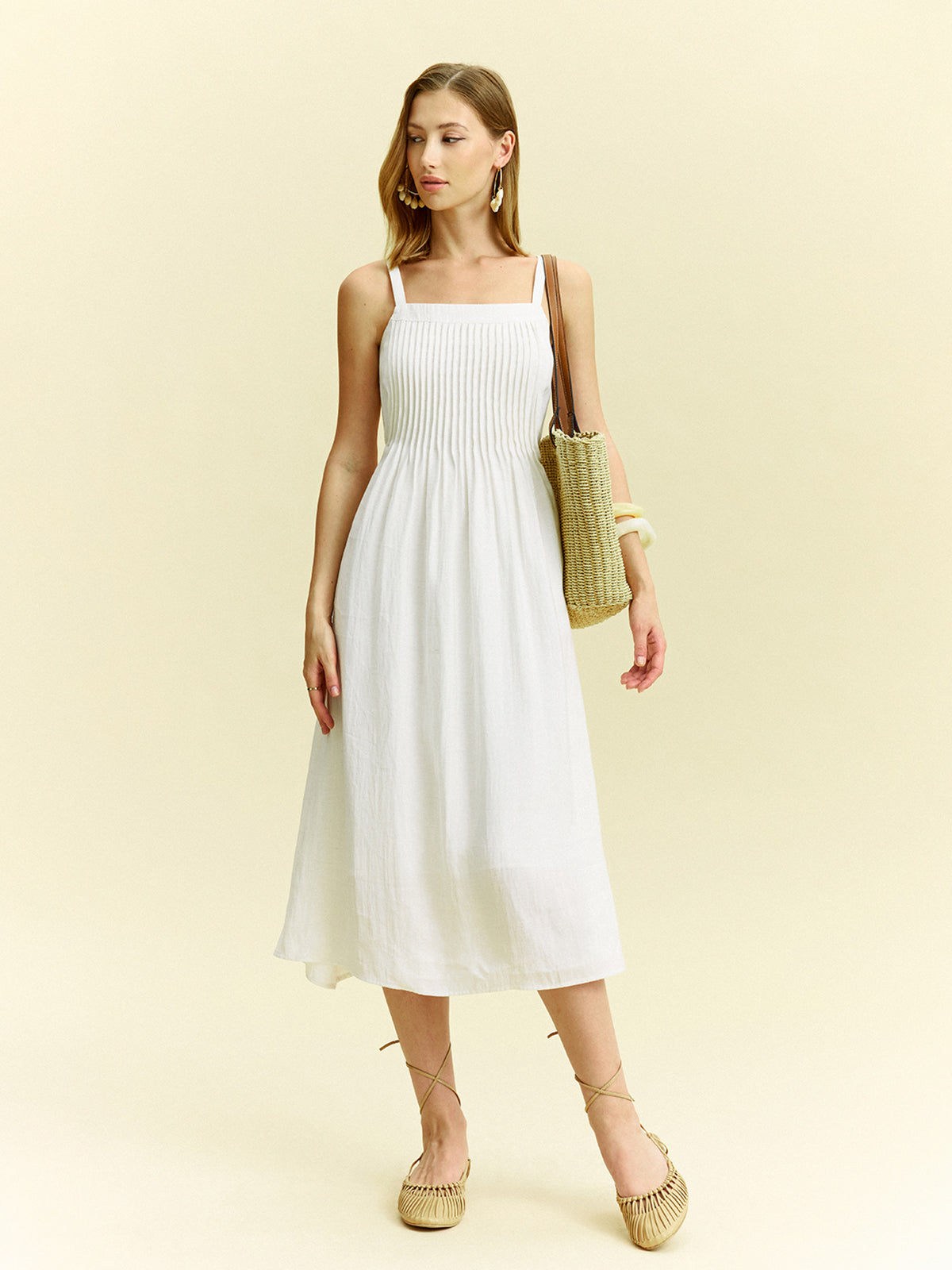 Pleated Midi Dress-Massicos