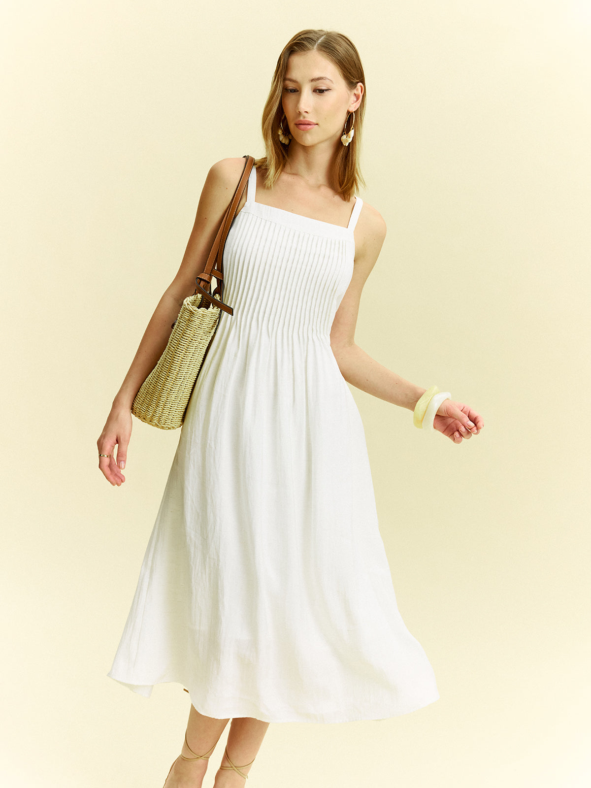 Pleated Midi Dress-Massicos