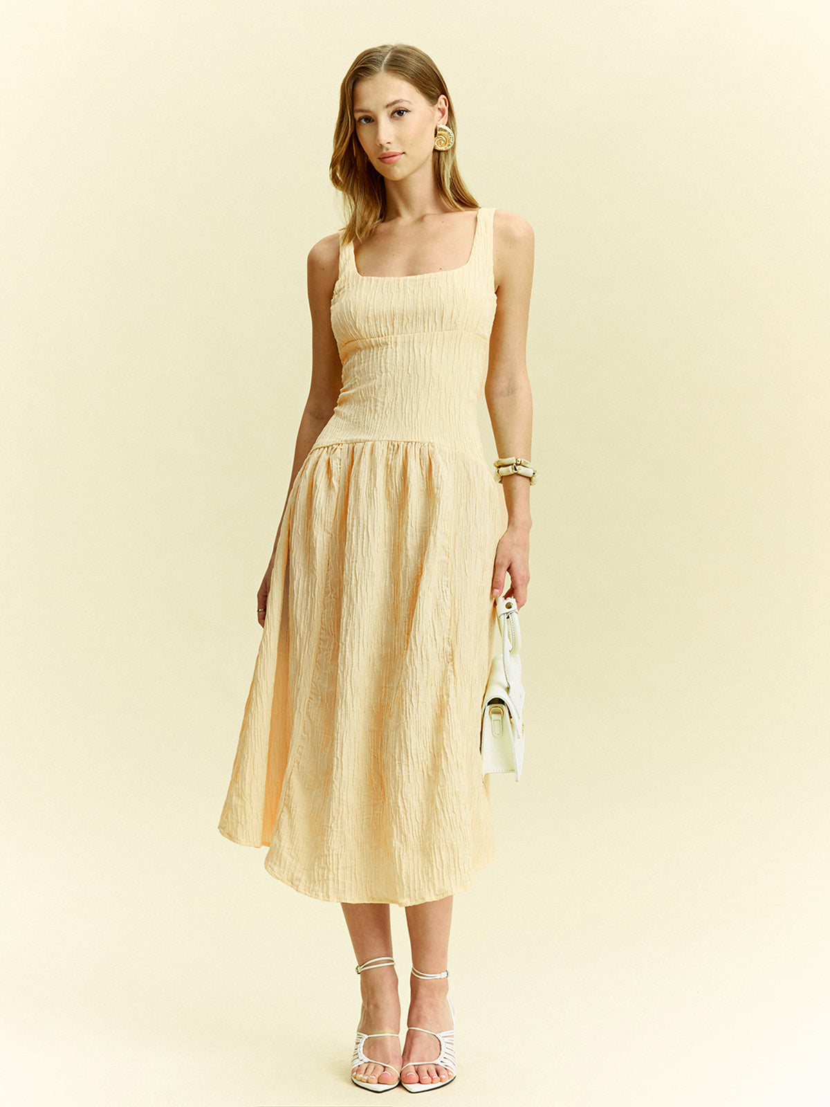 Textured Sleeveless Midi Dress-Massicos