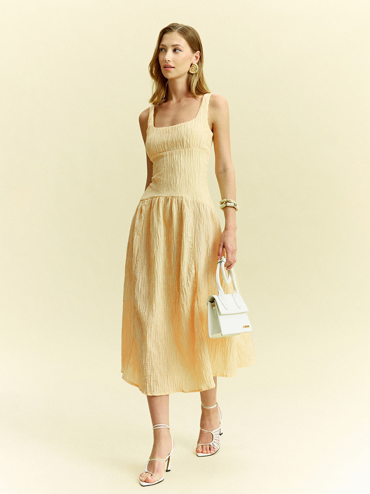 Textured Sleeveless Midi Dress-Massicos