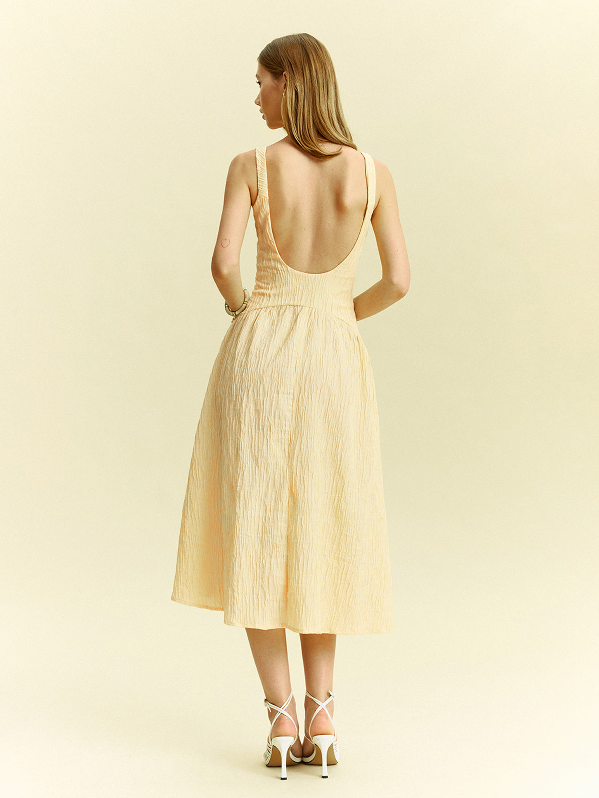 Textured Sleeveless Midi Dress-Massicos