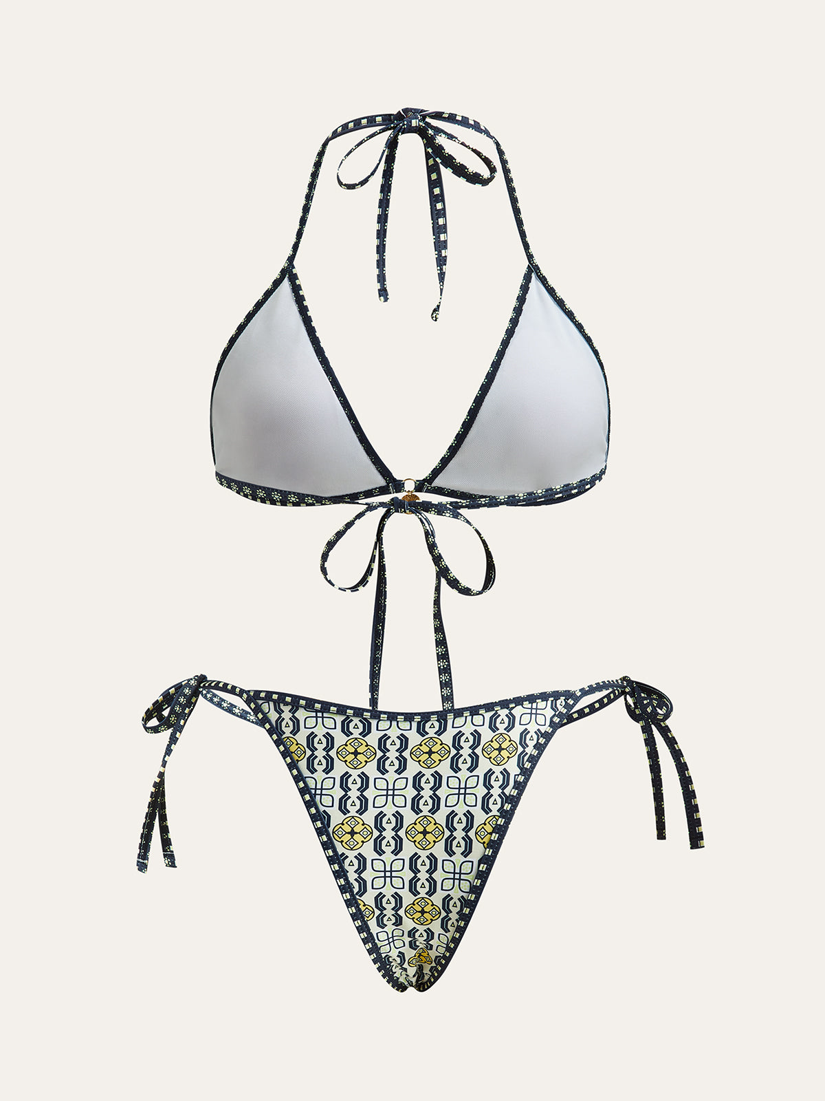 Patterned Halter Bikini Set-Massicos