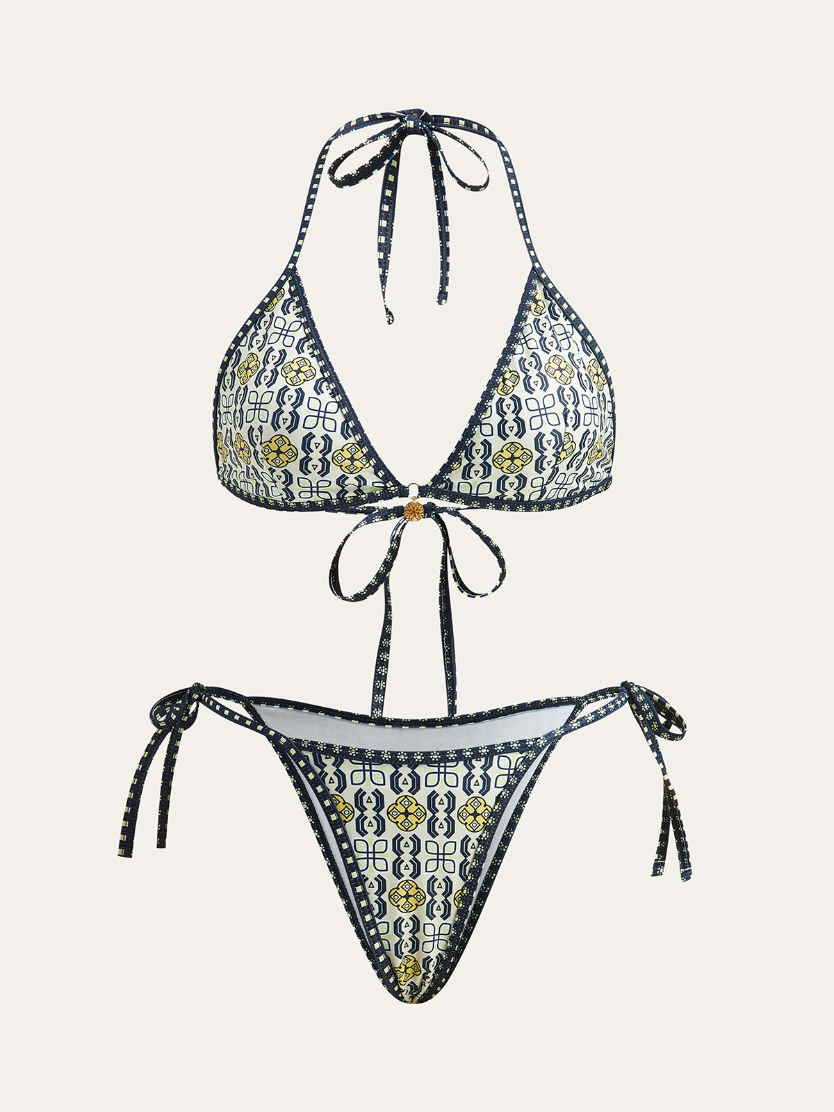 Patterned Halter Bikini Set-Massicos