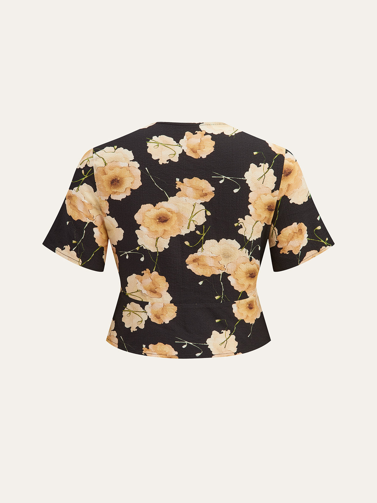 Floral Print Knotted Blouse-Massicos