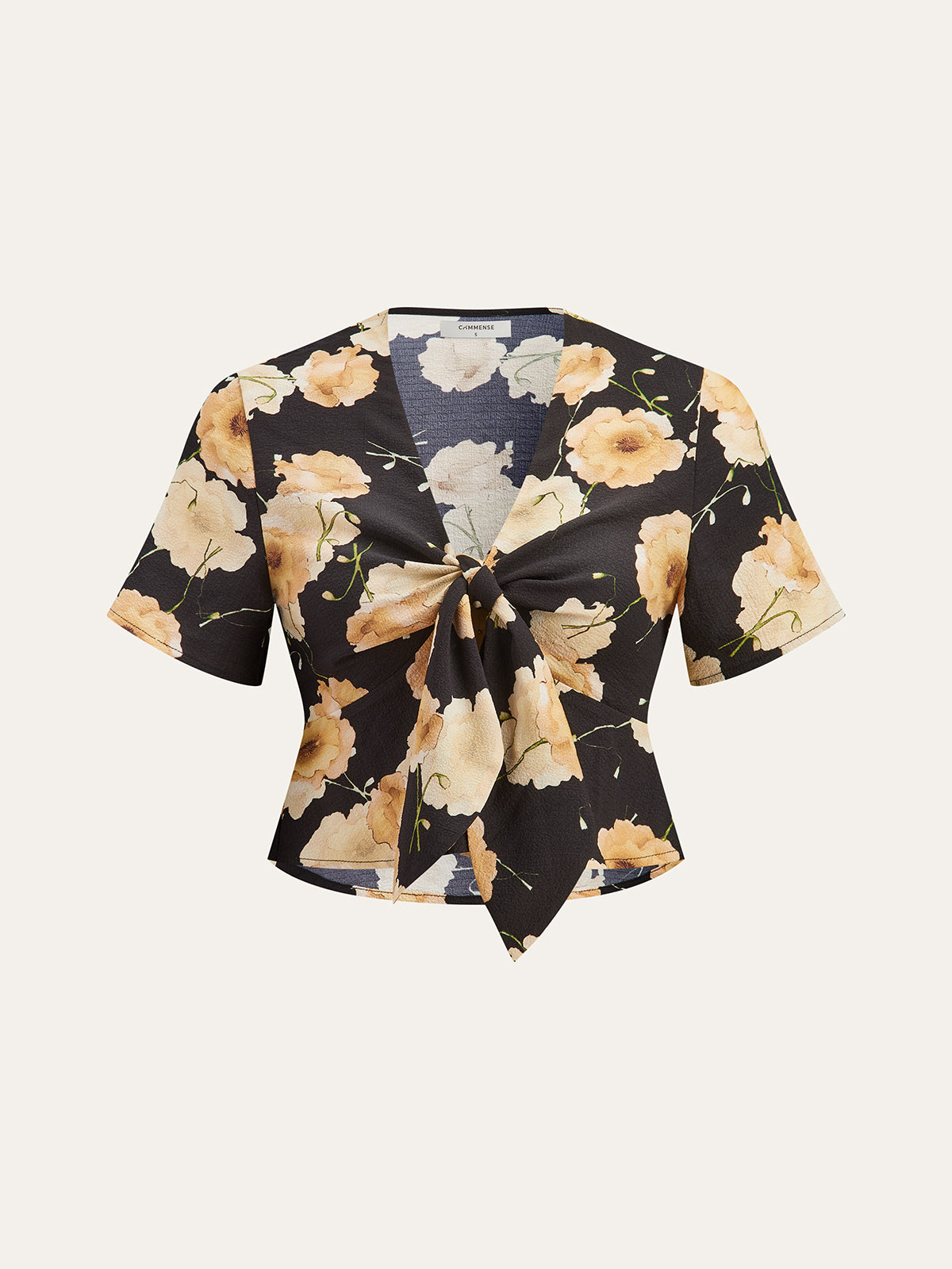 Floral Print Knotted Blouse-Massicos