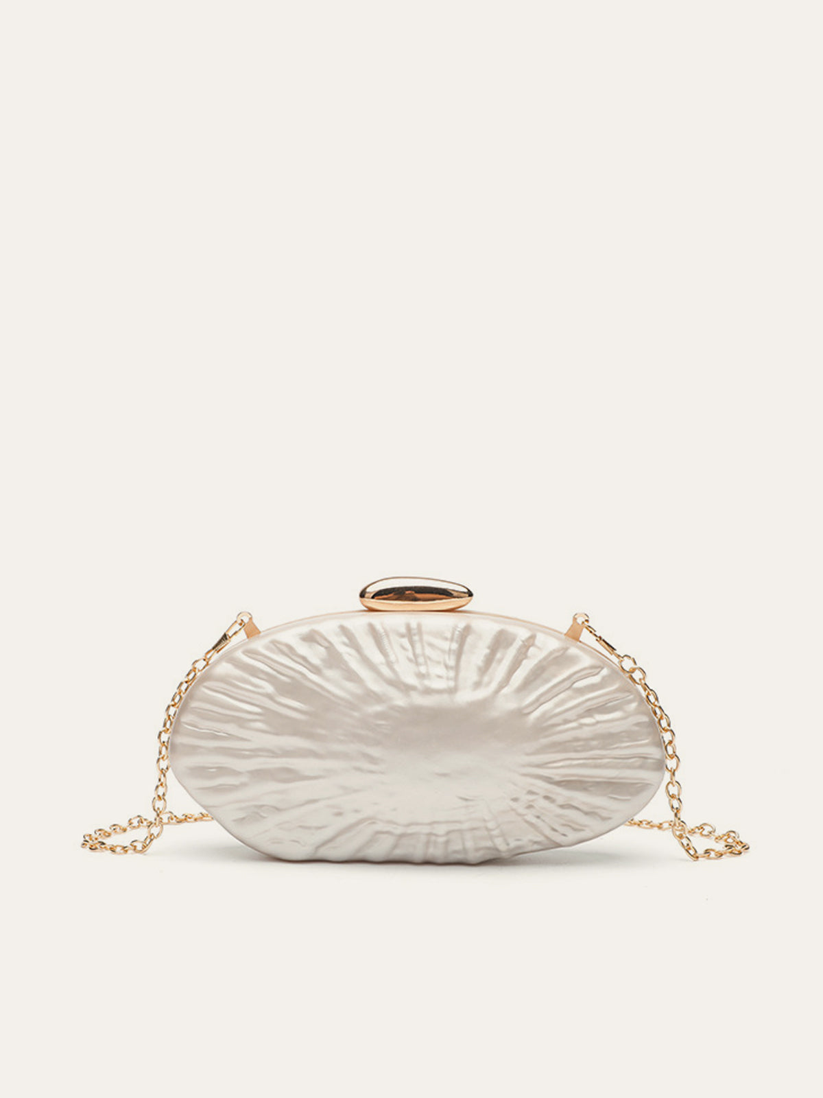 Pearl Texture Clutch With Gold Chain-Massicos