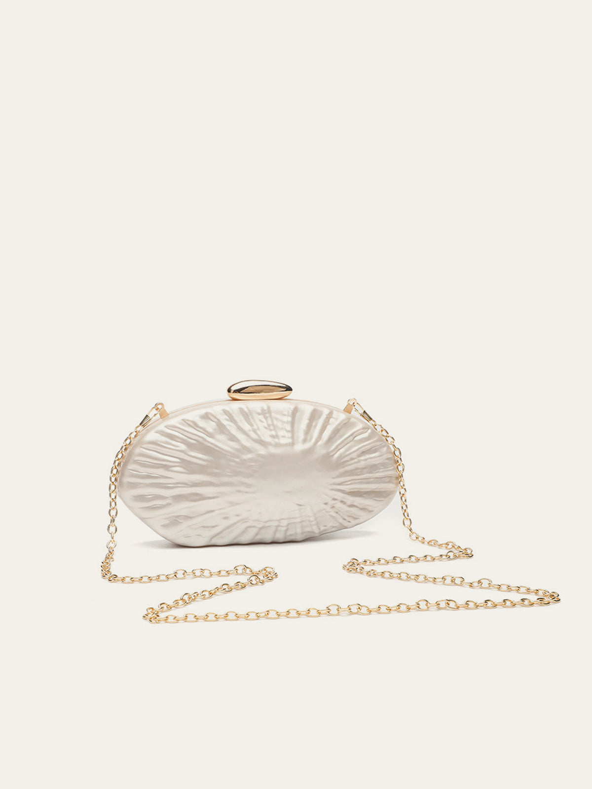 Pearl Texture Clutch With Gold Chain-Massicos
